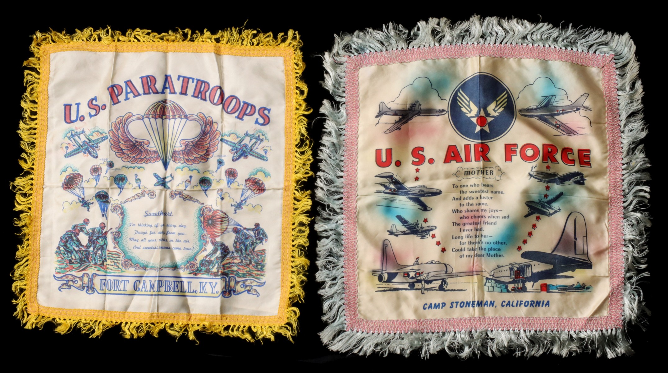 PARATROOPERS, MARINES, AIR FORCE WWII PILLOW COVERS