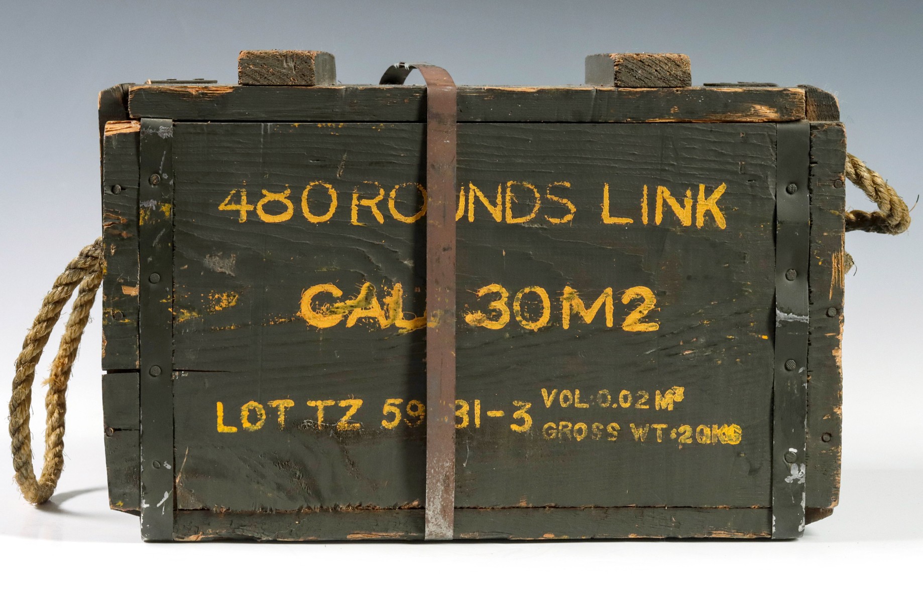 WOOD CRATE OF 480 ROUNDS 30 CALIBER LINK AMMUNITION