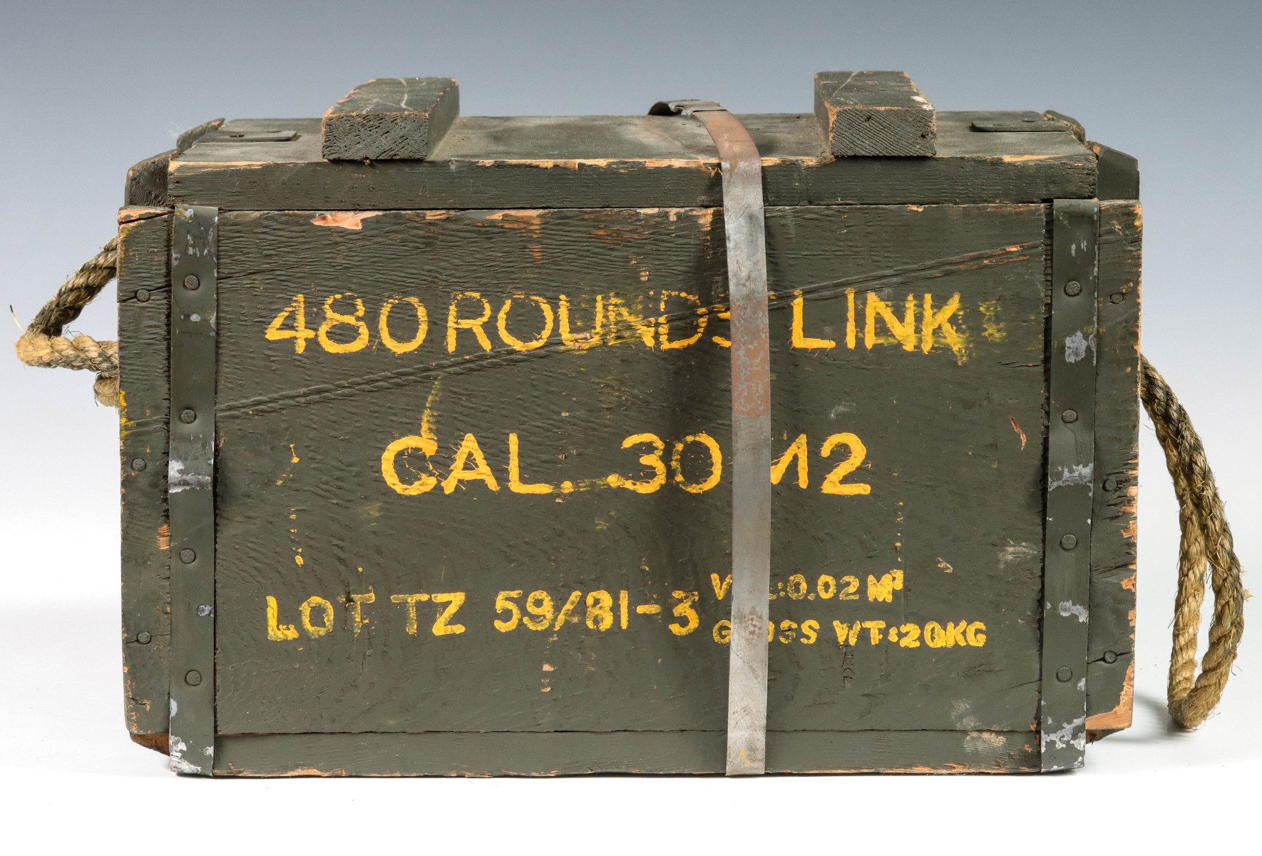 WOOD CRATE OF 480 ROUNDS 30 CALIBER LINK AMMUNITION