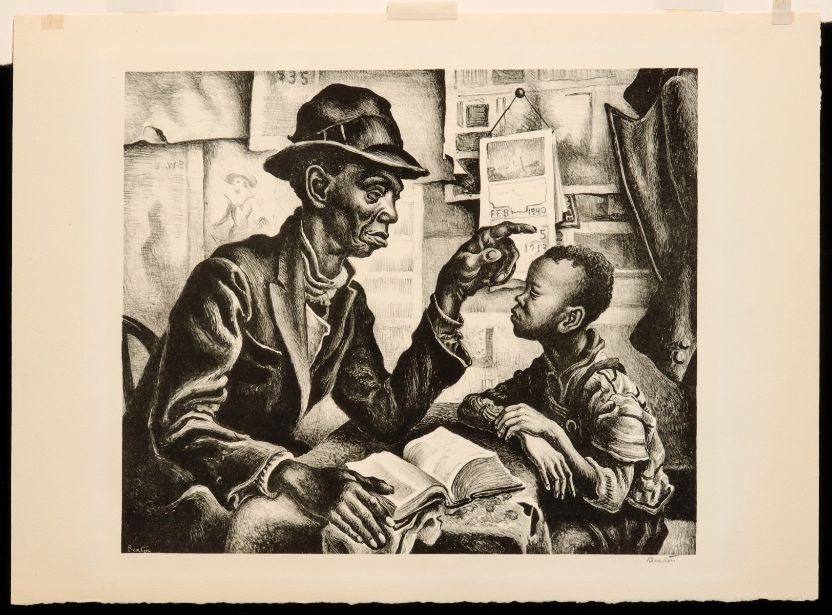 THOMAS HART BENTON (1889-1975) PENCIL SIGNED LITHOGRAPH