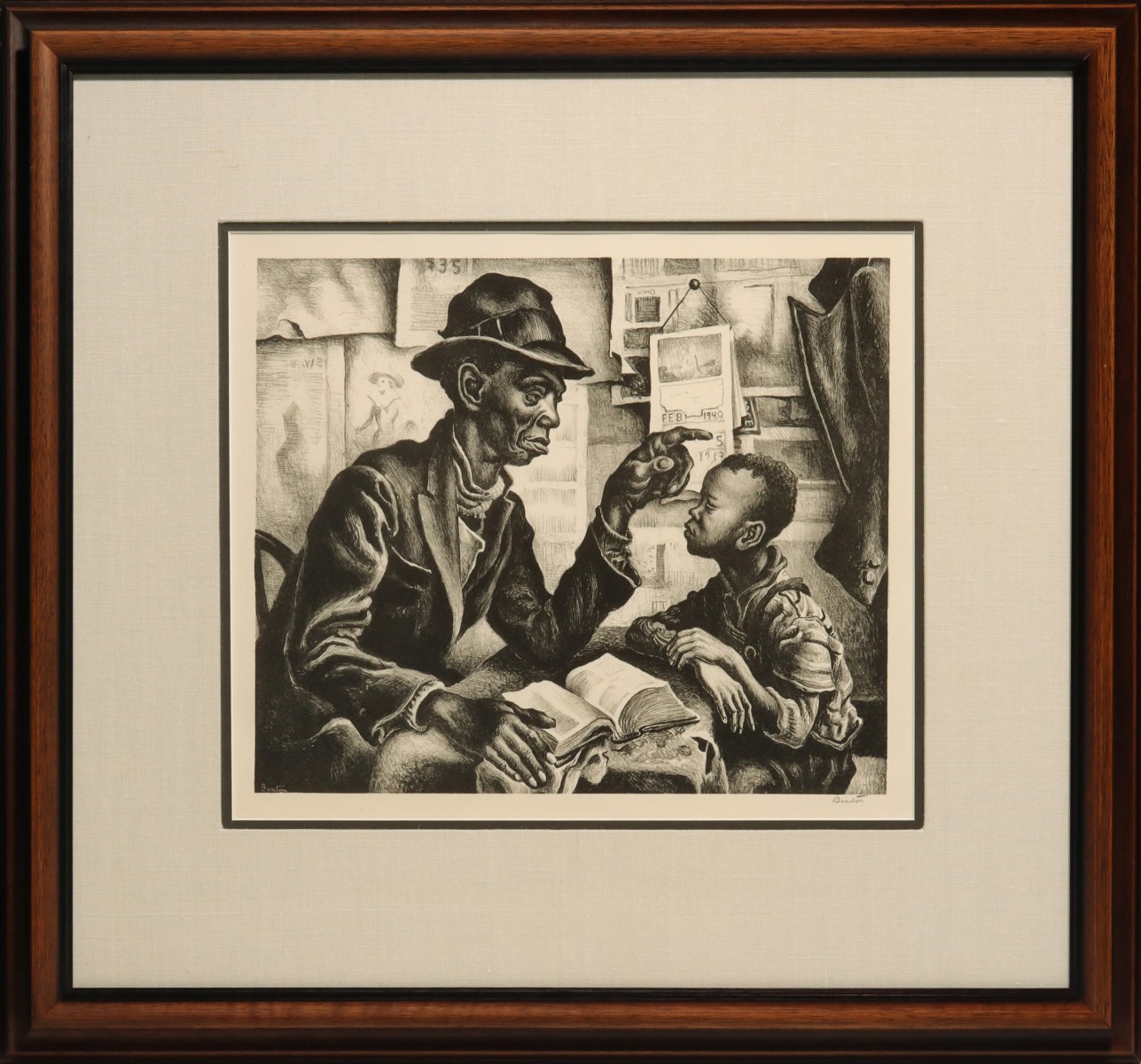 THOMAS HART BENTON (1889-1975) PENCIL SIGNED LITHOGRAPH