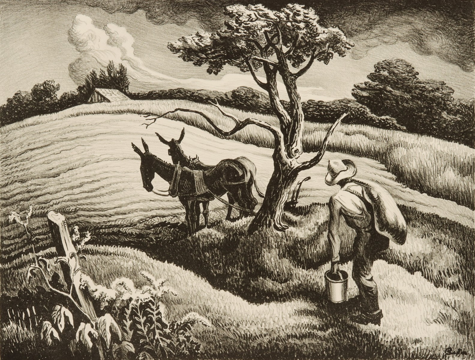 THOMAS HART BENTON (1889-1975) PENCIL SIGNED LITHOGRAPH