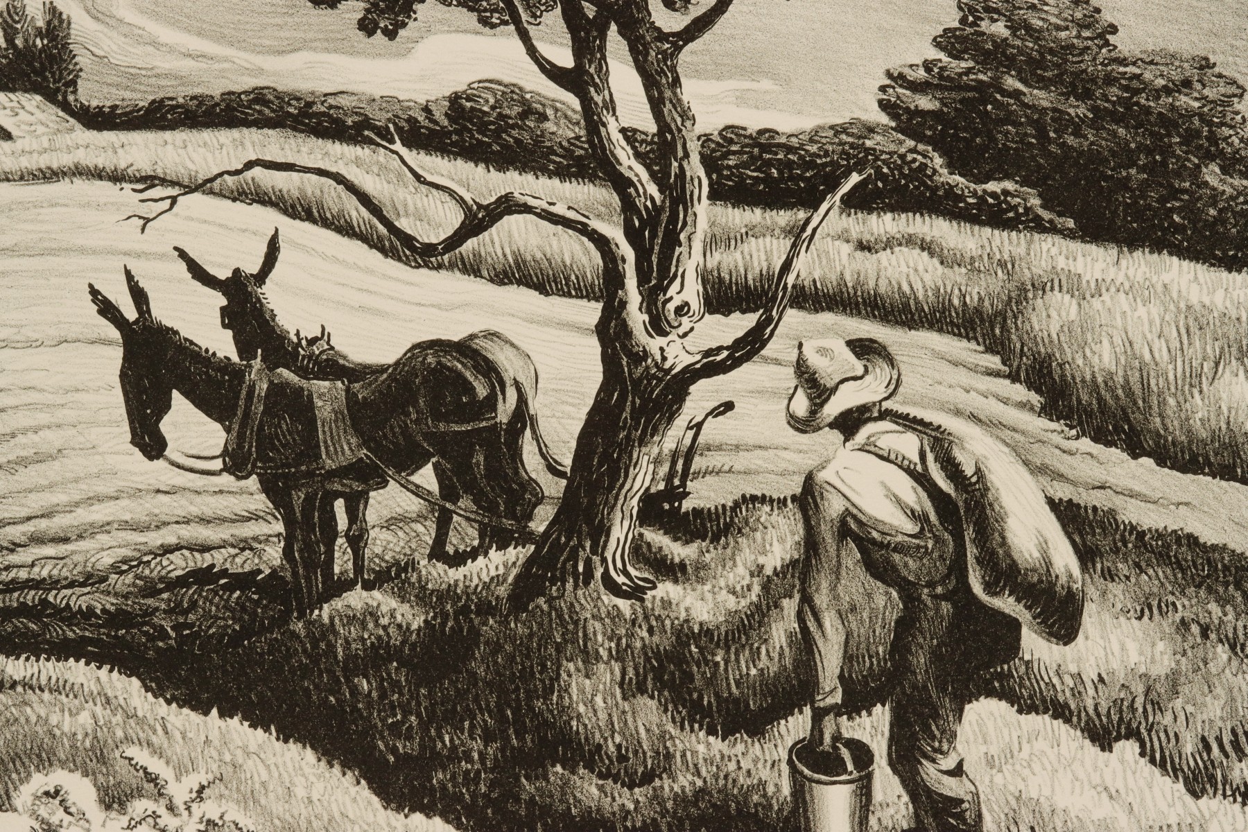 THOMAS HART BENTON (1889-1975) PENCIL SIGNED LITHOGRAPH