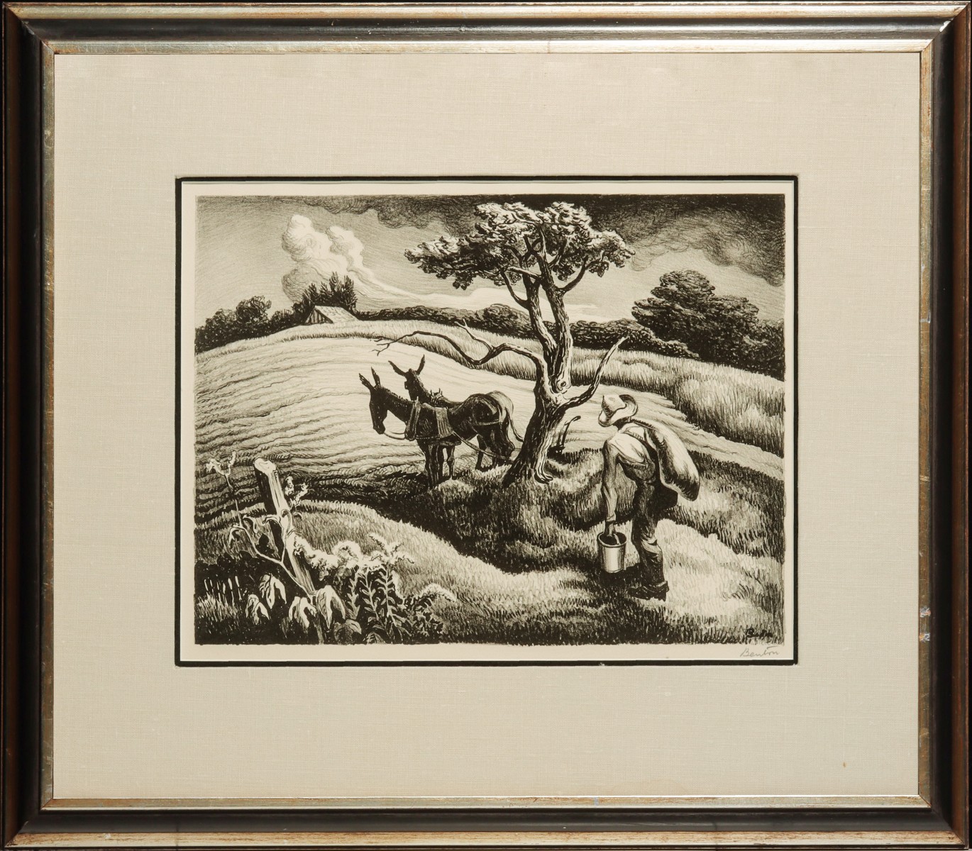 THOMAS HART BENTON (1889-1975) PENCIL SIGNED LITHOGRAPH