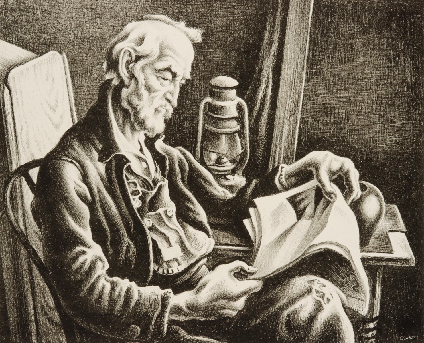 THOMAS HART BENTON (1889-1975) PENCIL SIGNED LITHOGRAPH