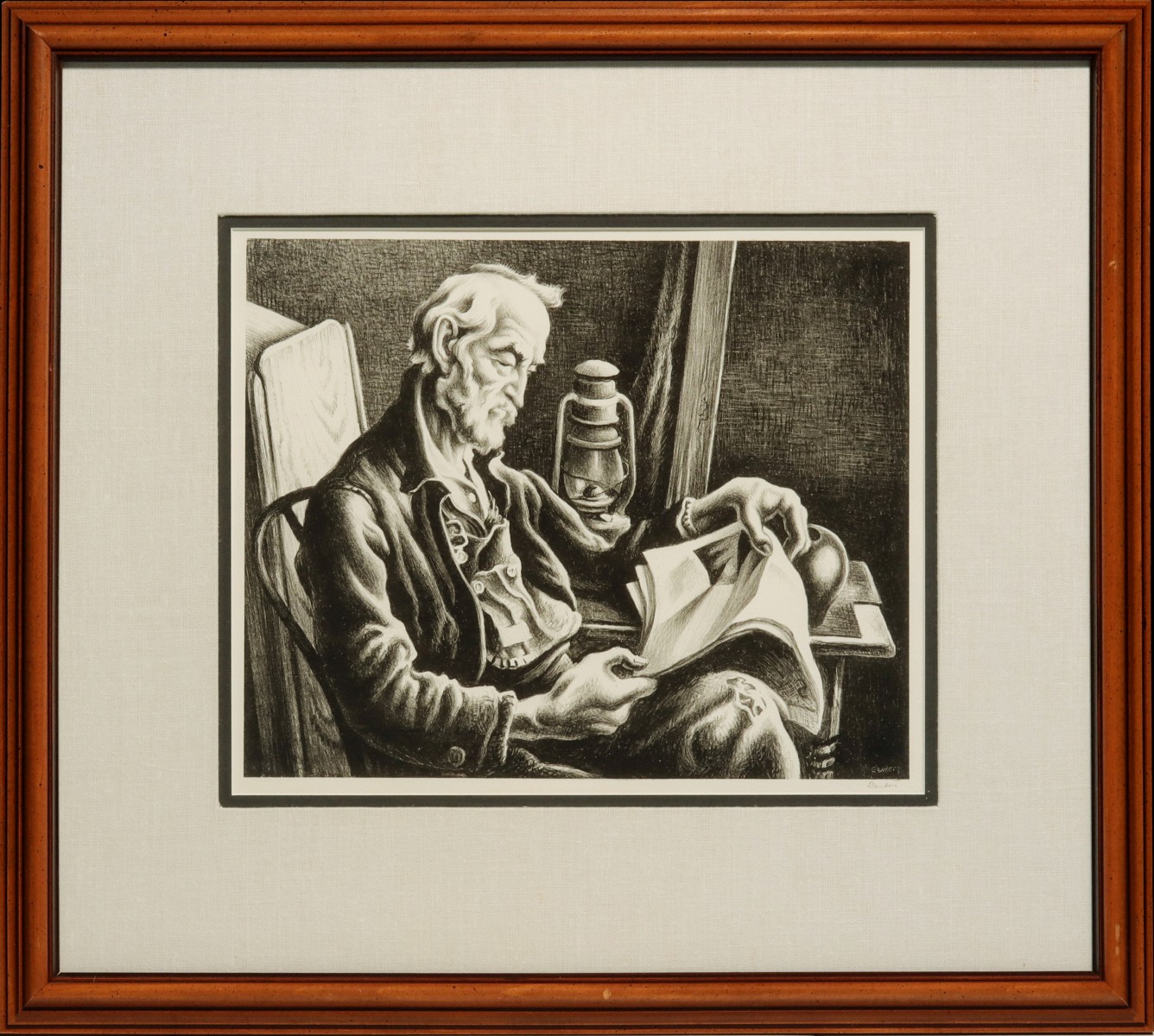 THOMAS HART BENTON (1889-1975) PENCIL SIGNED LITHOGRAPH