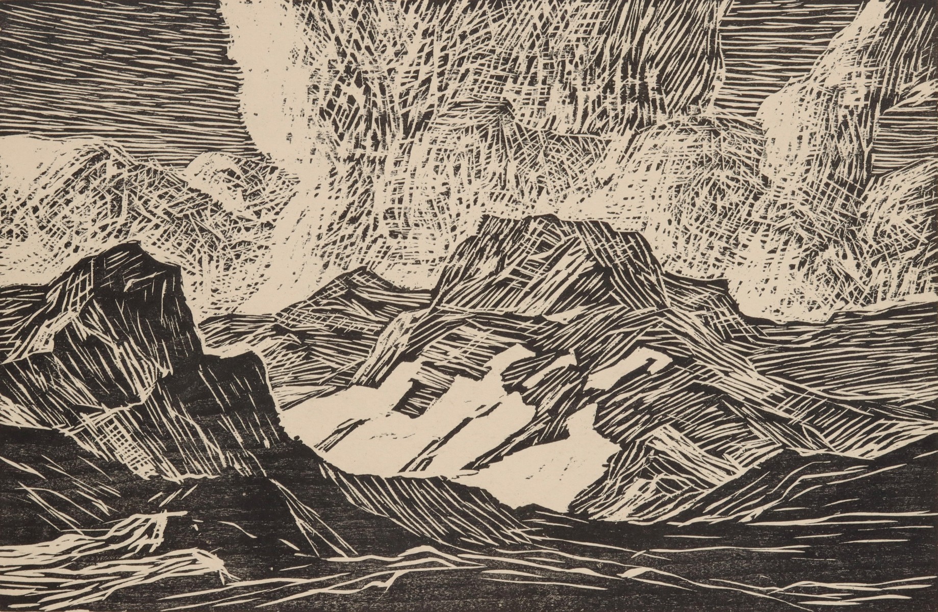 BIRGER SANDZEN (1871-1954) PENCIL SIGNED WOODBLOCK