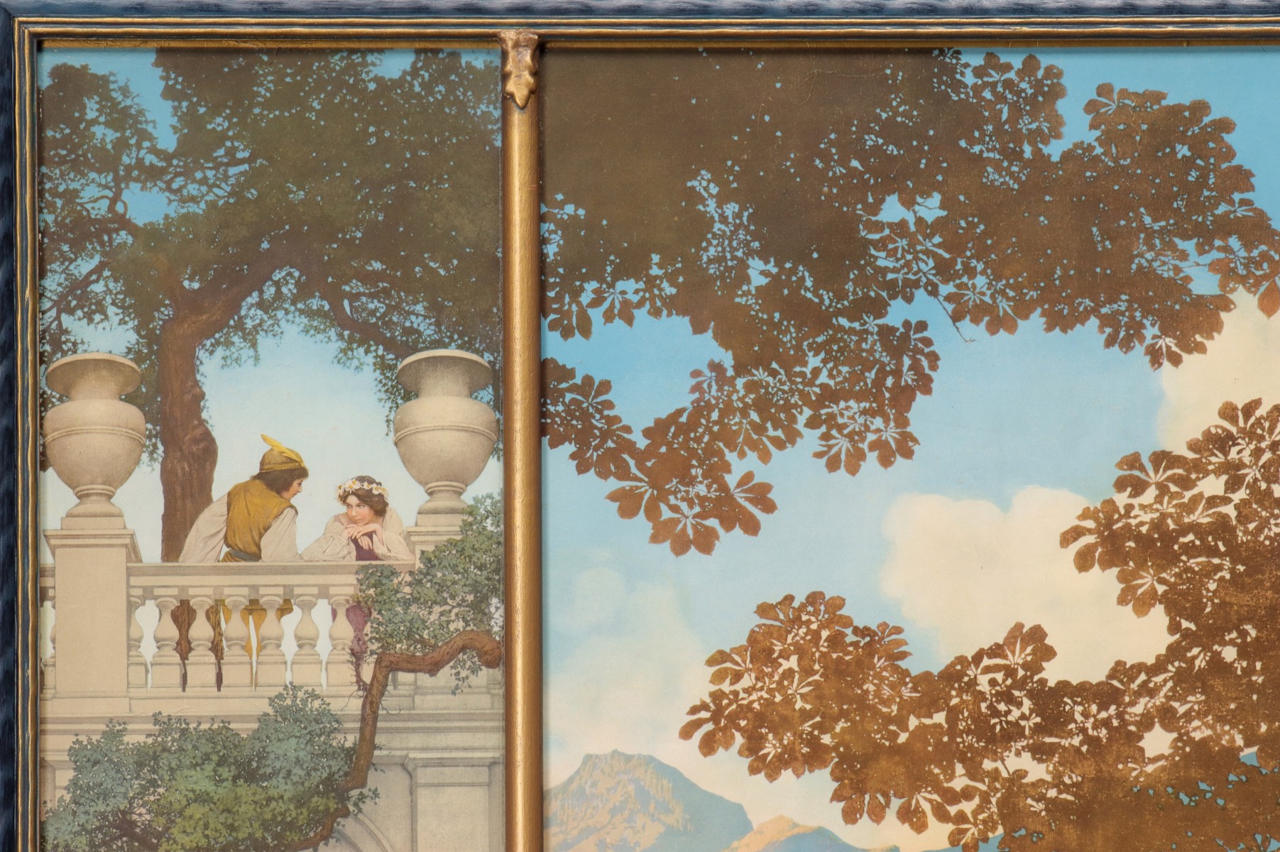 MAXFIELD PARRISH TRIPTYCH 'GARDEN OF OPPORTUNITY'