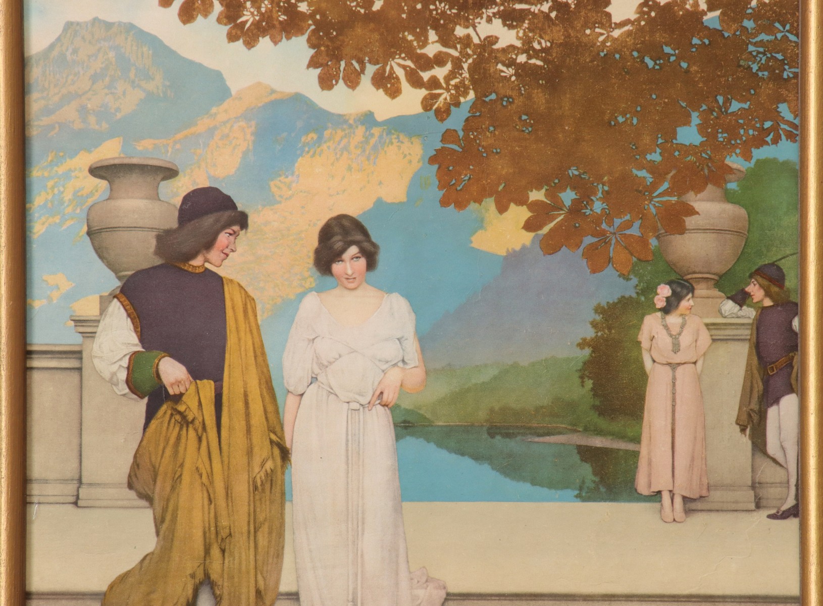 MAXFIELD PARRISH TRIPTYCH 'GARDEN OF OPPORTUNITY'