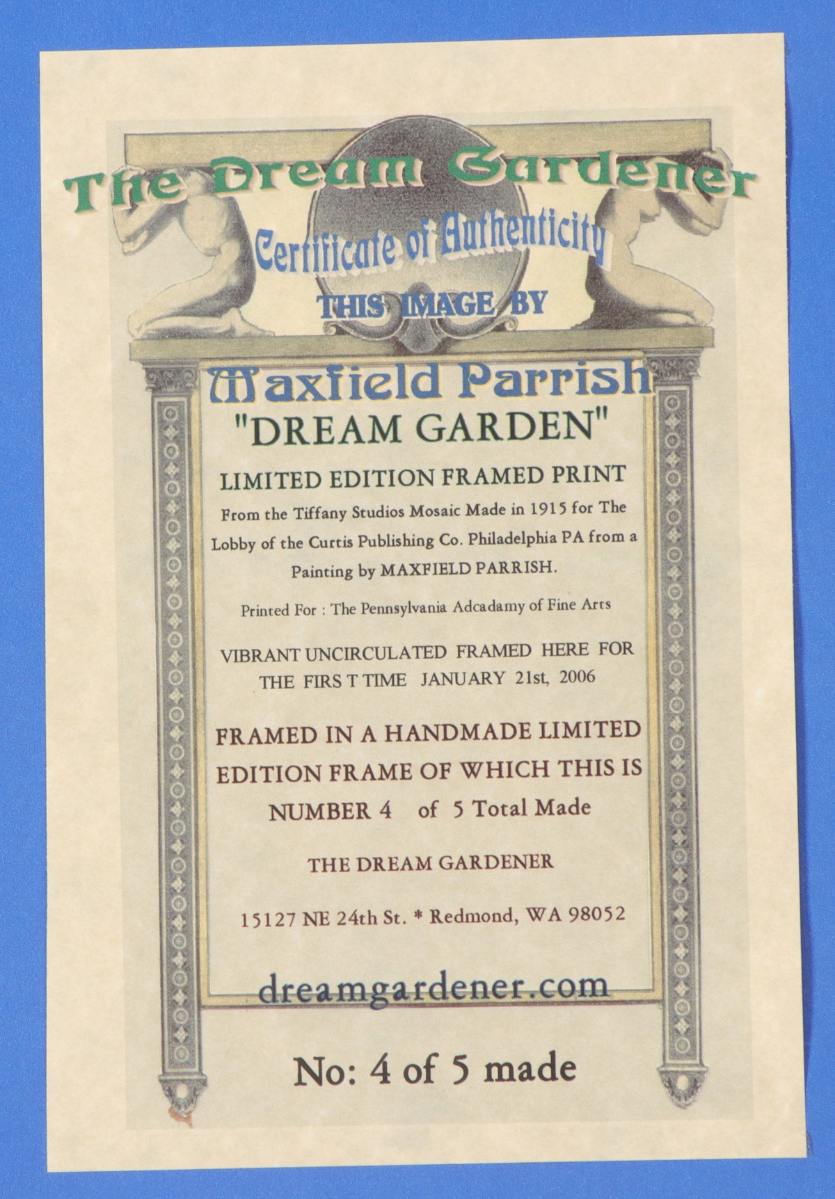 'DREAM GARDEN' PRINT AFTER MAXFIELD PARRISH CIRCA 1920