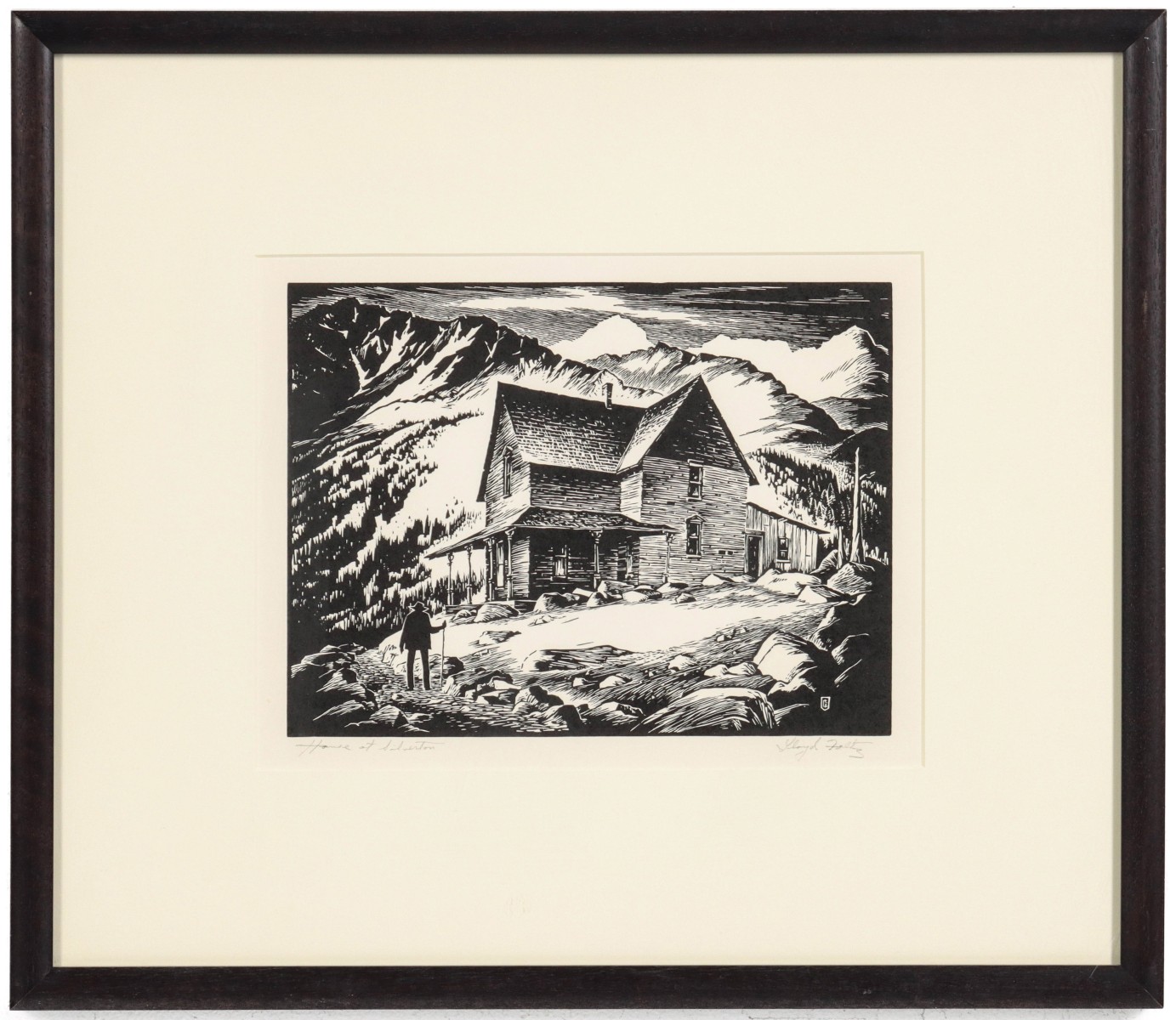 LLOYD FOLTZ (1897-1990) PENCIL SIGNED WOODBLOCK