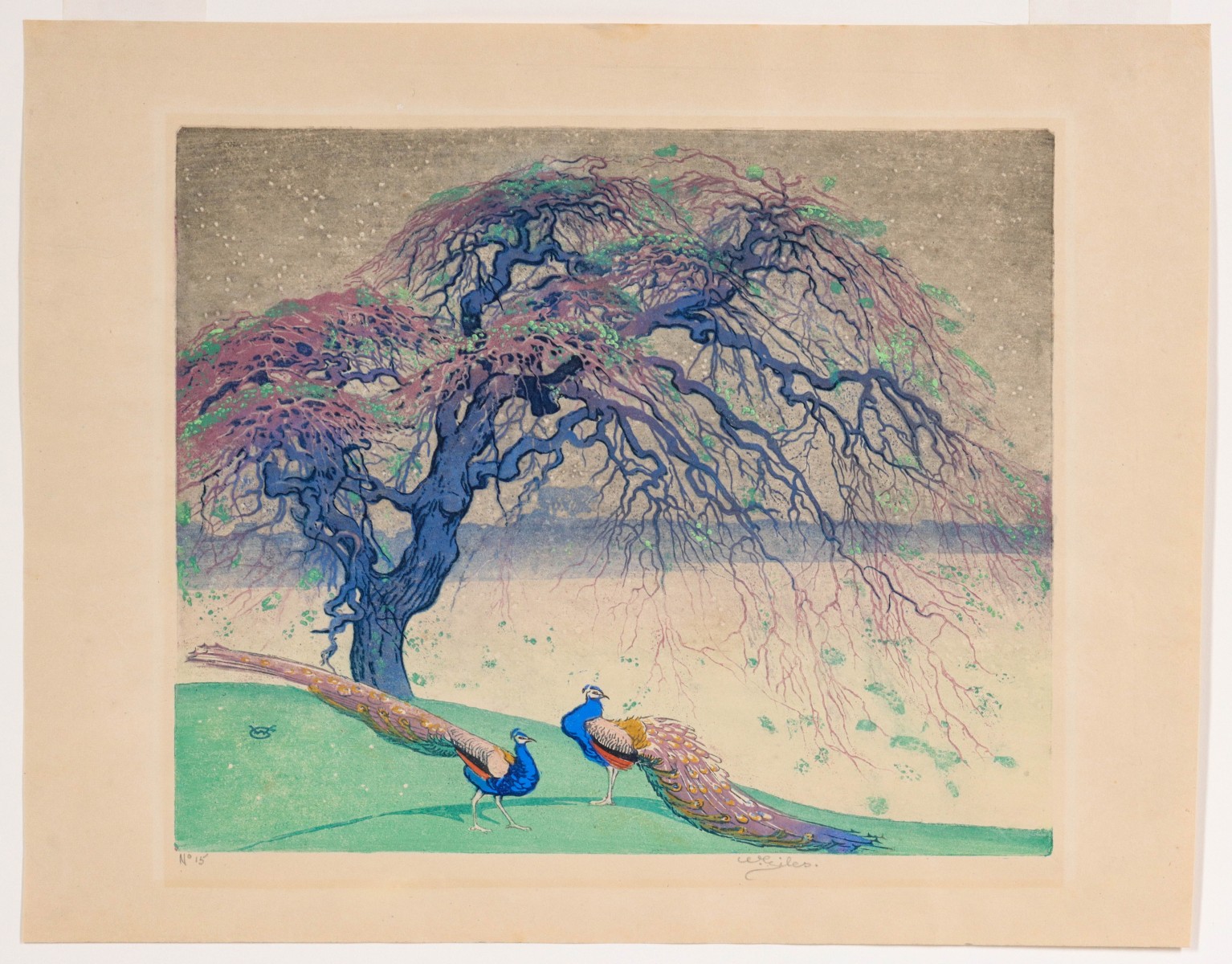 WILLIAM GILES (1872-1939) PENCIL SIGNED COLOR WOODBLOCK