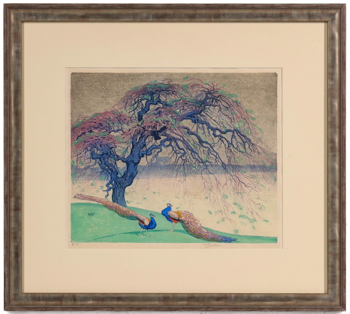 WILLIAM GILES (1872-1939) PENCIL SIGNED COLOR WOODBLOCK