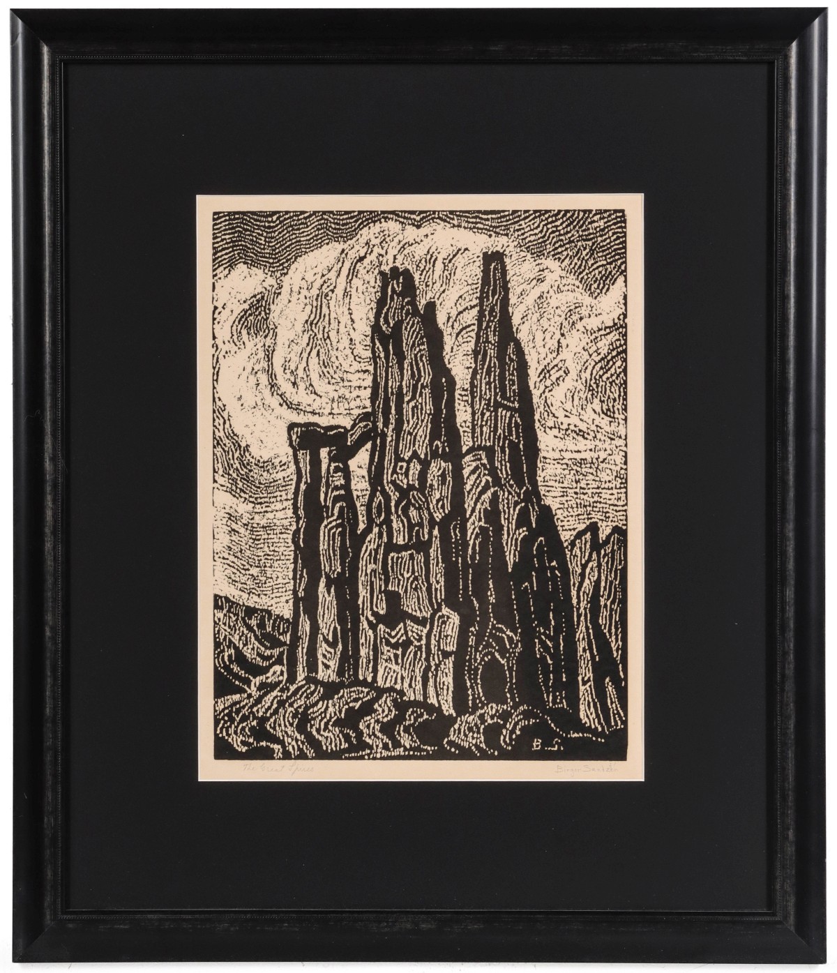 BIRGER SANDZEN (1871-1954) PENCIL SIGNED BLOCK PRINT