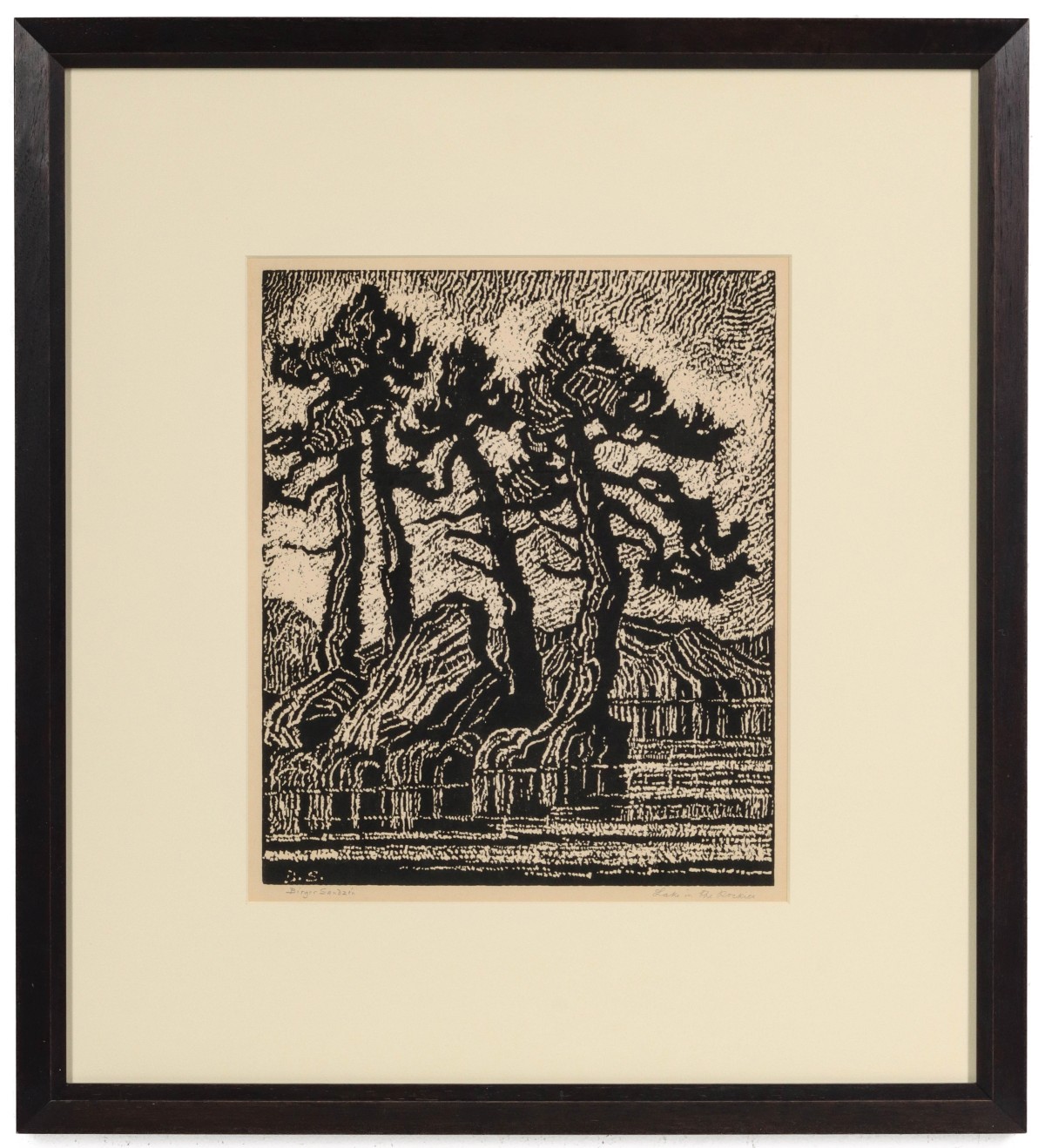 BIRGER SANDZEN (1871-1954) PENCIL SIGNED BLOCK PRINT