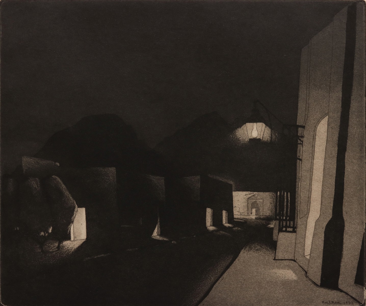 DOEL REED (1895-1985) 'NIGHT IN GARCIA' RARE AQUATINT