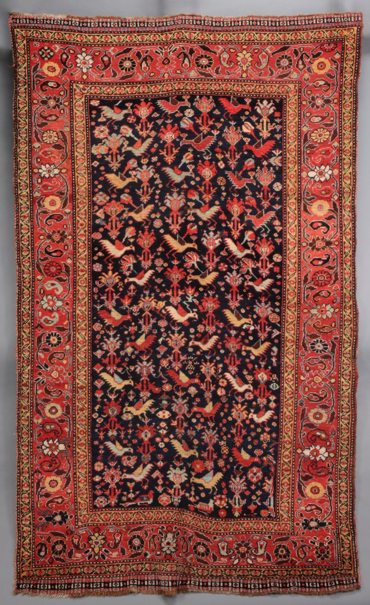 A VERY FINE SOUTHWEST PERSIAN RUG WITH BIRDS CIRCA 1890