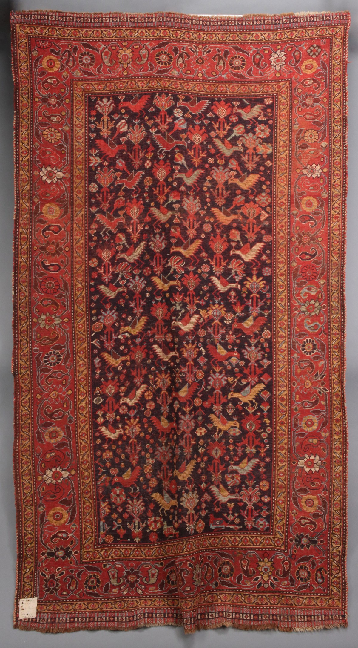 A VERY FINE SOUTHWEST PERSIAN RUG WITH BIRDS CIRCA 1890