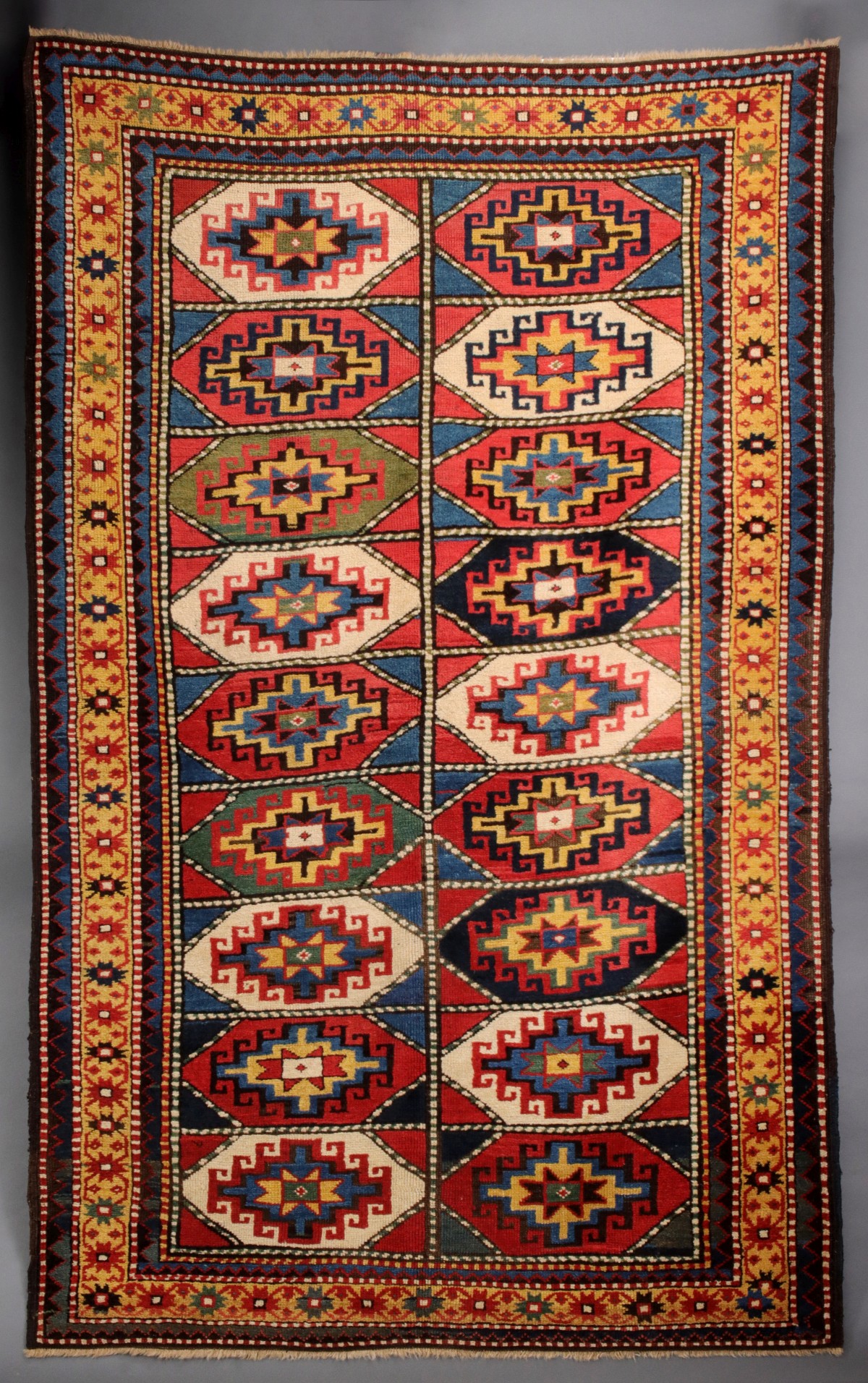 AN ANTIQUE MOGHAN CAUCASIAN LONG RUN CARPET CIRCA 1890