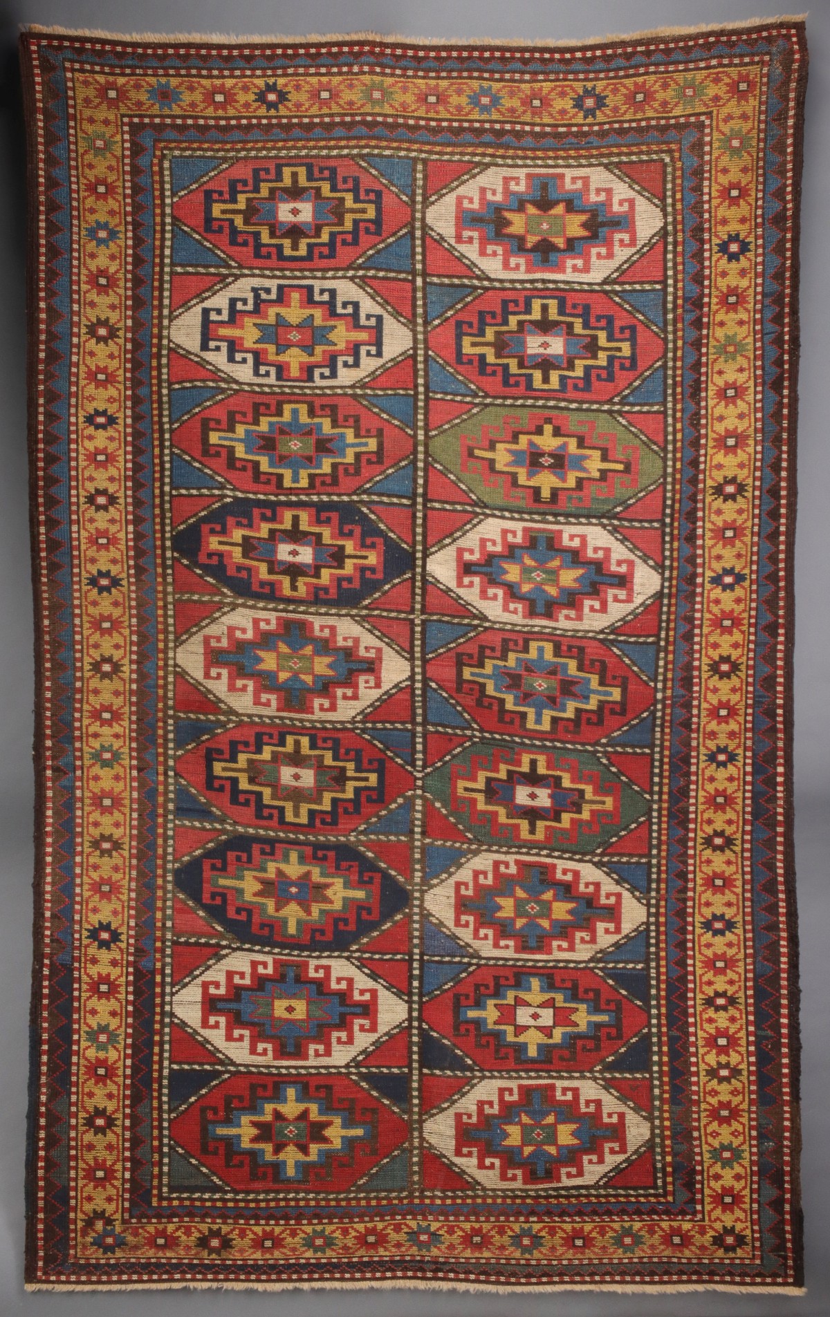 AN ANTIQUE MOGHAN CAUCASIAN LONG RUN CARPET CIRCA 1890