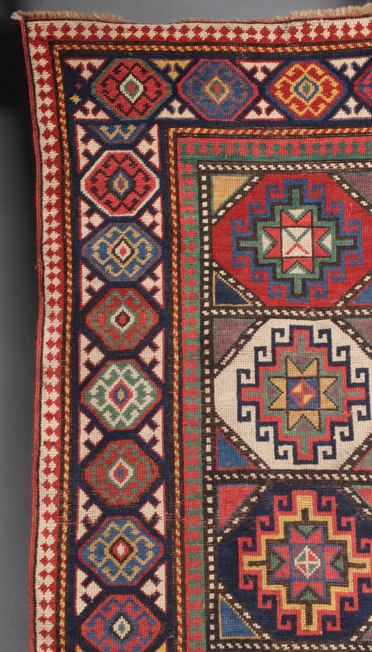 AN ANTIQUE MOGHAN CAUCASIAN LONG RUN CARPET CIRCA 1880