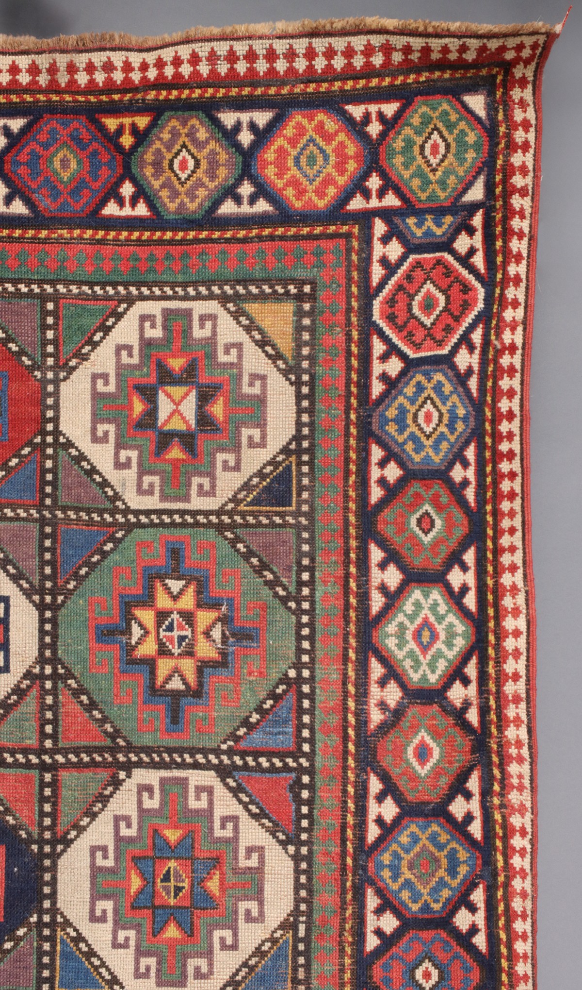 AN ANTIQUE MOGHAN CAUCASIAN LONG RUN CARPET CIRCA 1880