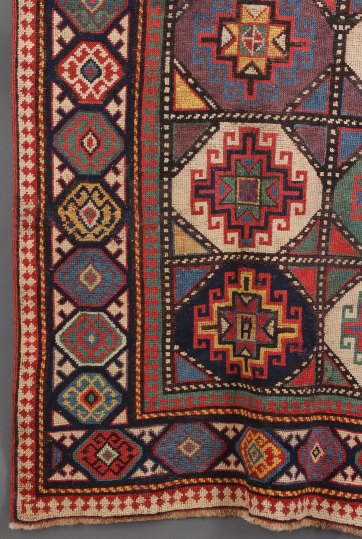 AN ANTIQUE MOGHAN CAUCASIAN LONG RUN CARPET CIRCA 1880