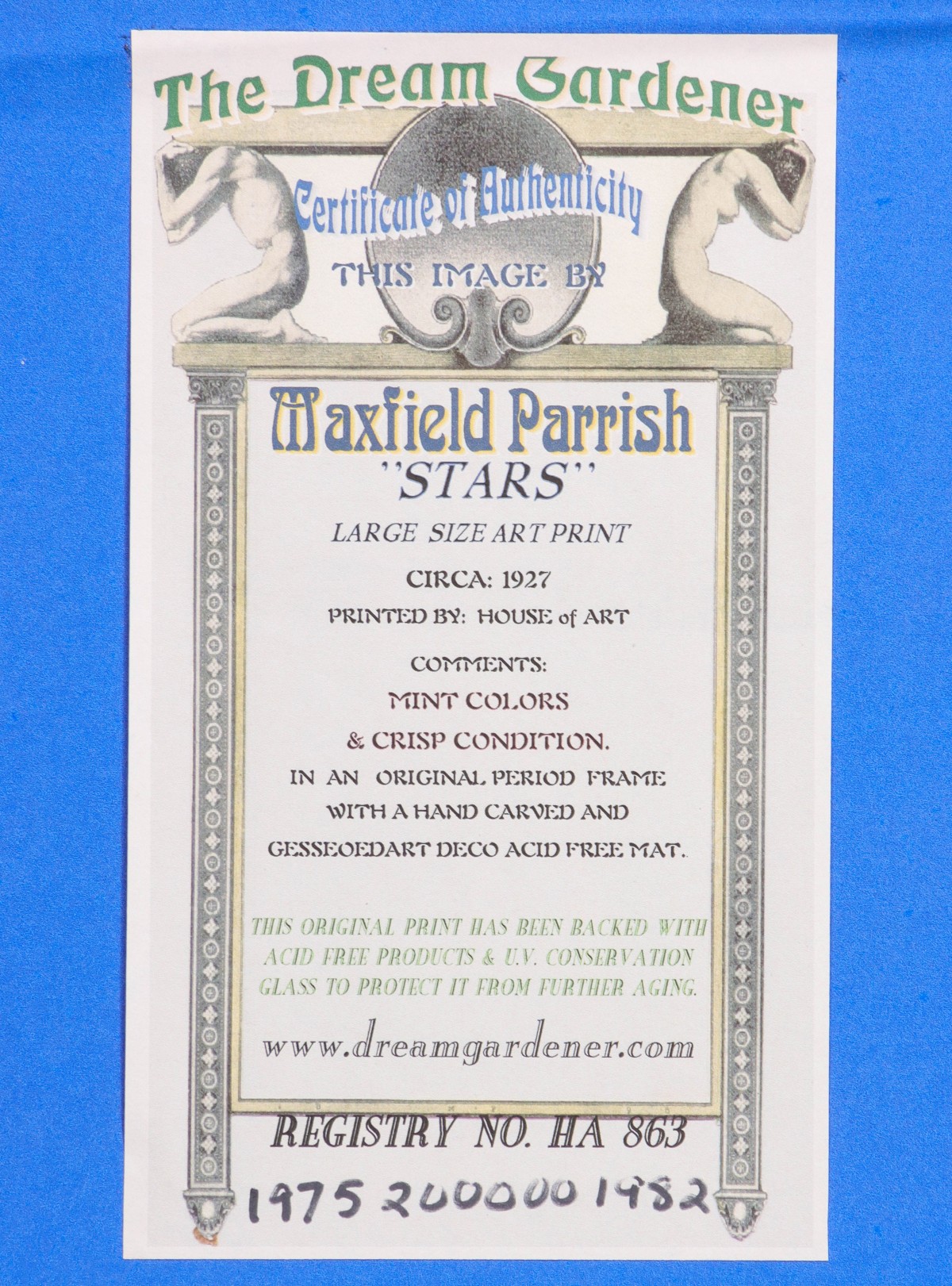 LARGE MECHANICAL PRINT 'STARS' AFTER MAXFIELD PARRISH