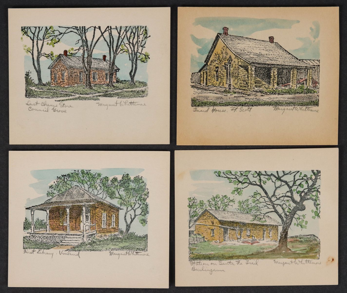 MARGARET WHITTEMORE (1897-1983) KANSAS LANDMARK LITHOS