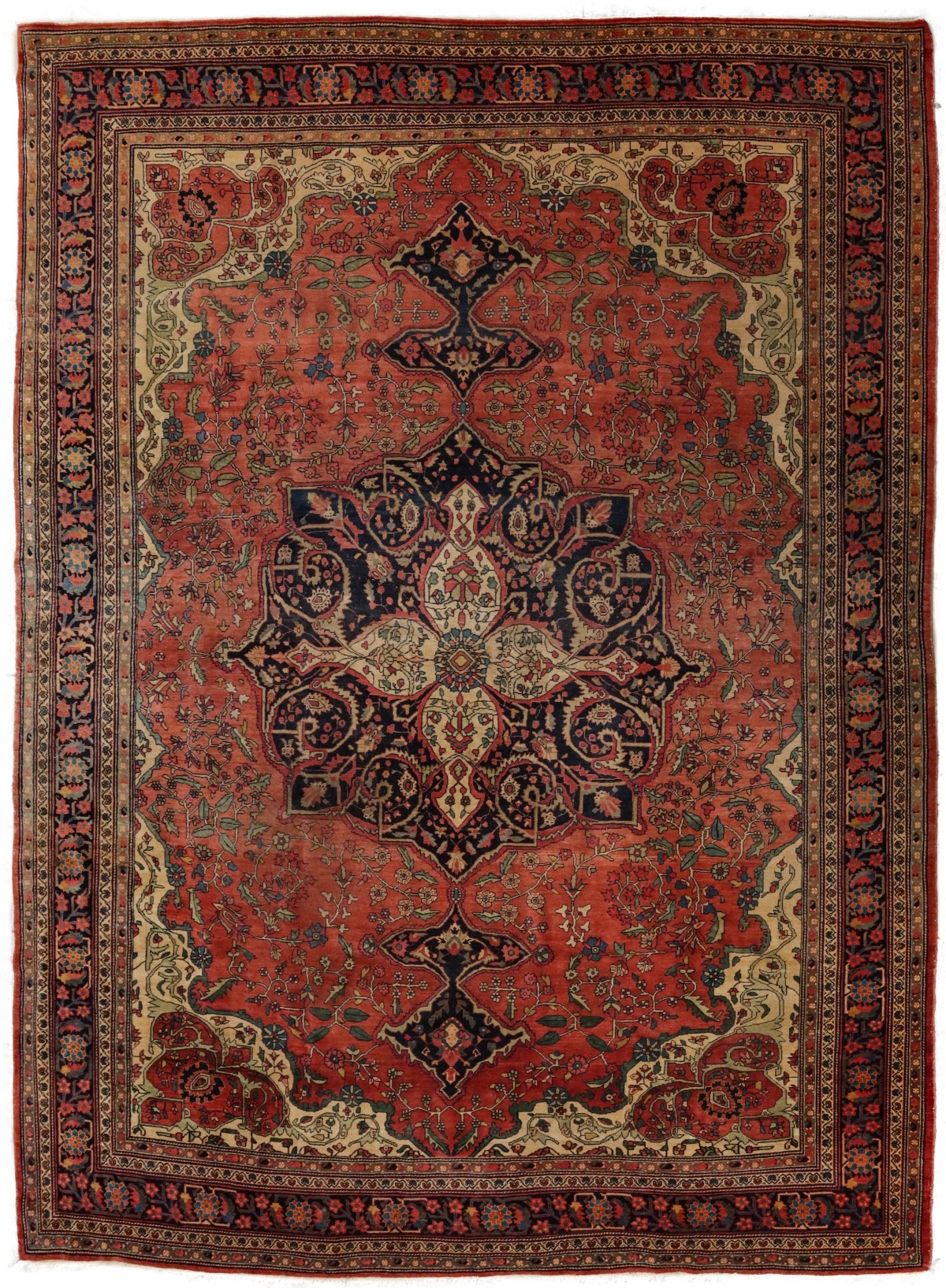 A PERSIAN SAROUK ROOM SIZE RUG WITH MEDALLION CIRCA 1900