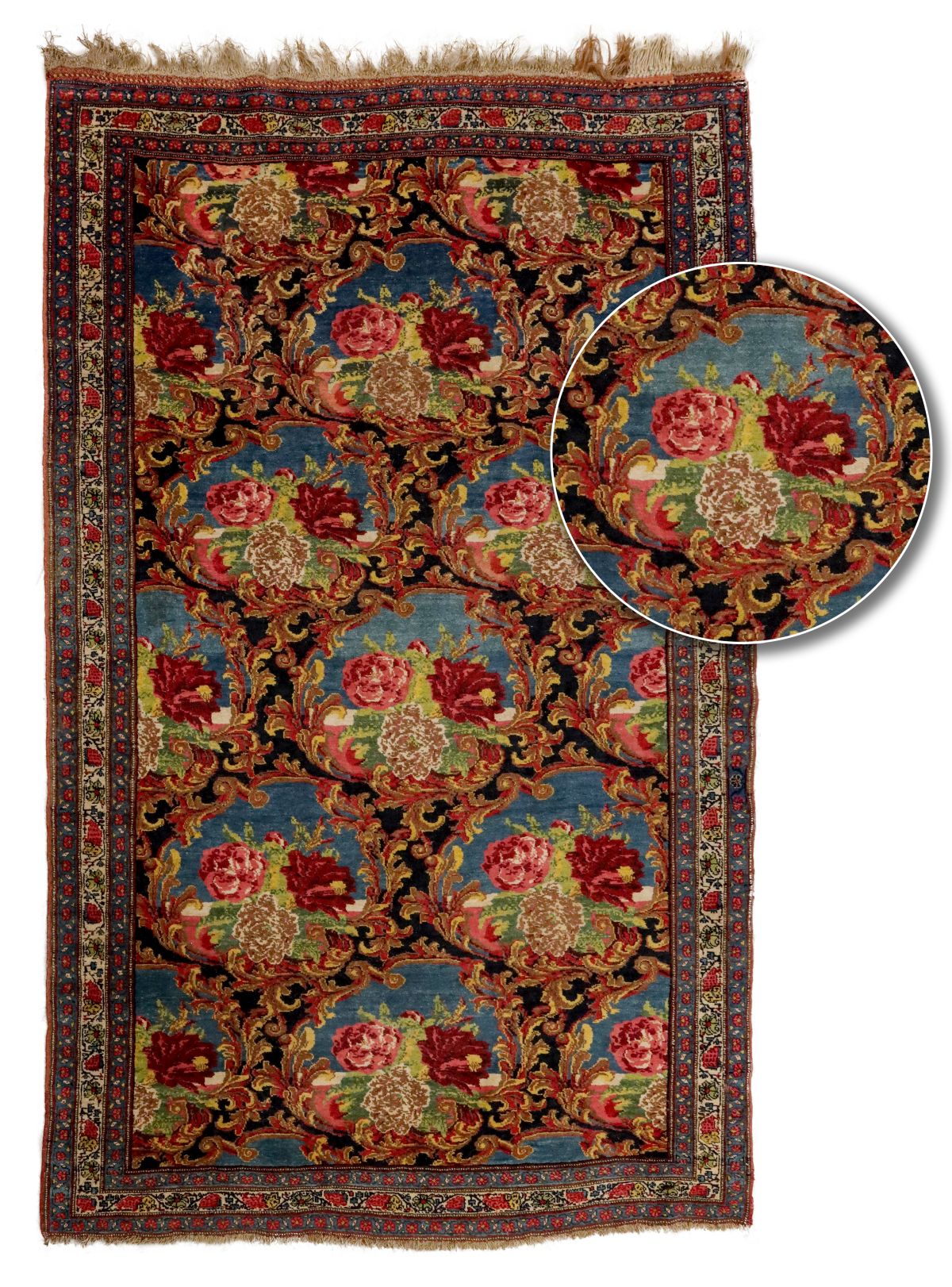 A PERSIAN BIJAR CARPET WITH FLORAL SPRAYS CIRCA 1900