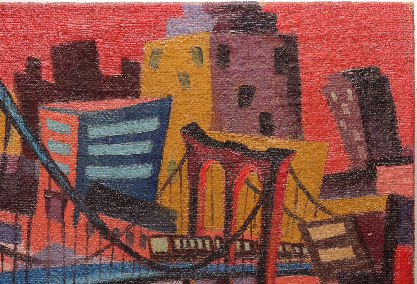 AN ABSTRACTED NEW YORK CITYSCAPE SIGNED BOGDAN 1956