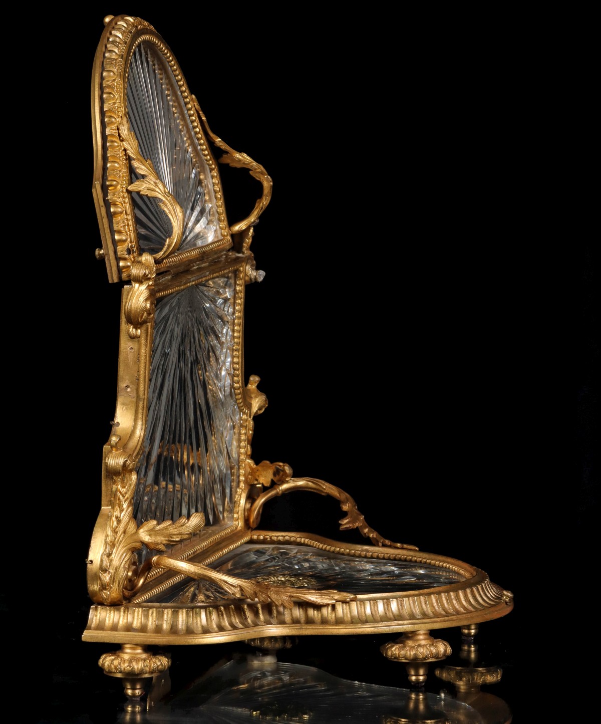 A FINE LOUIS XVI STYLE GILT BRONZE AND CRYSTAL TANTALUS