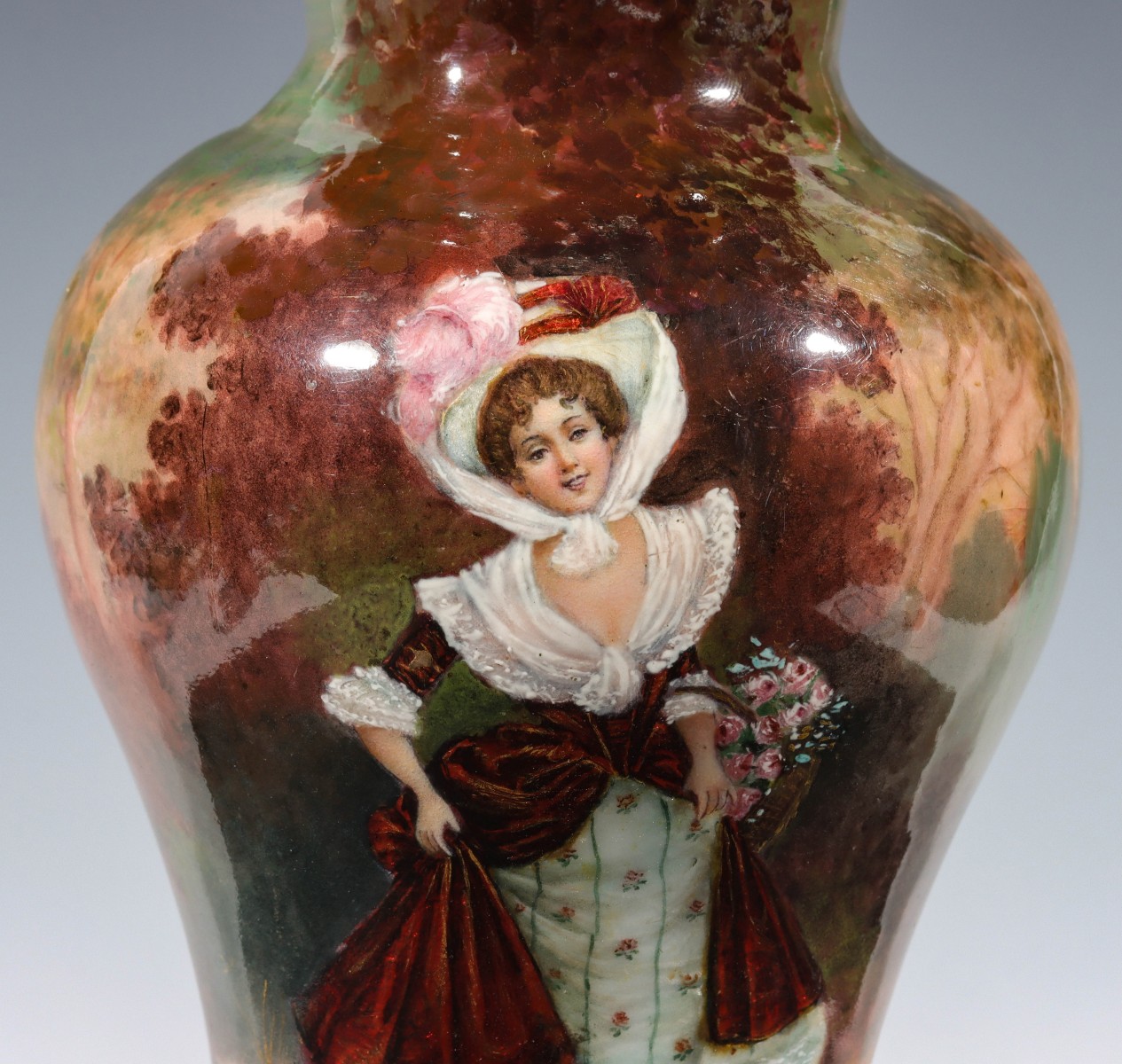 A FINE ARTIST SIGNED FRENCH ENAMEL ON COPPER VASE