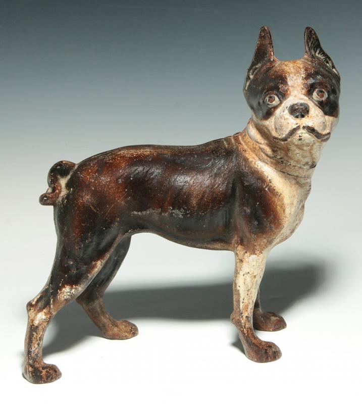 AN ORIGINAL BOSTON BULL TERRIER CAST IRON DOORSTOP