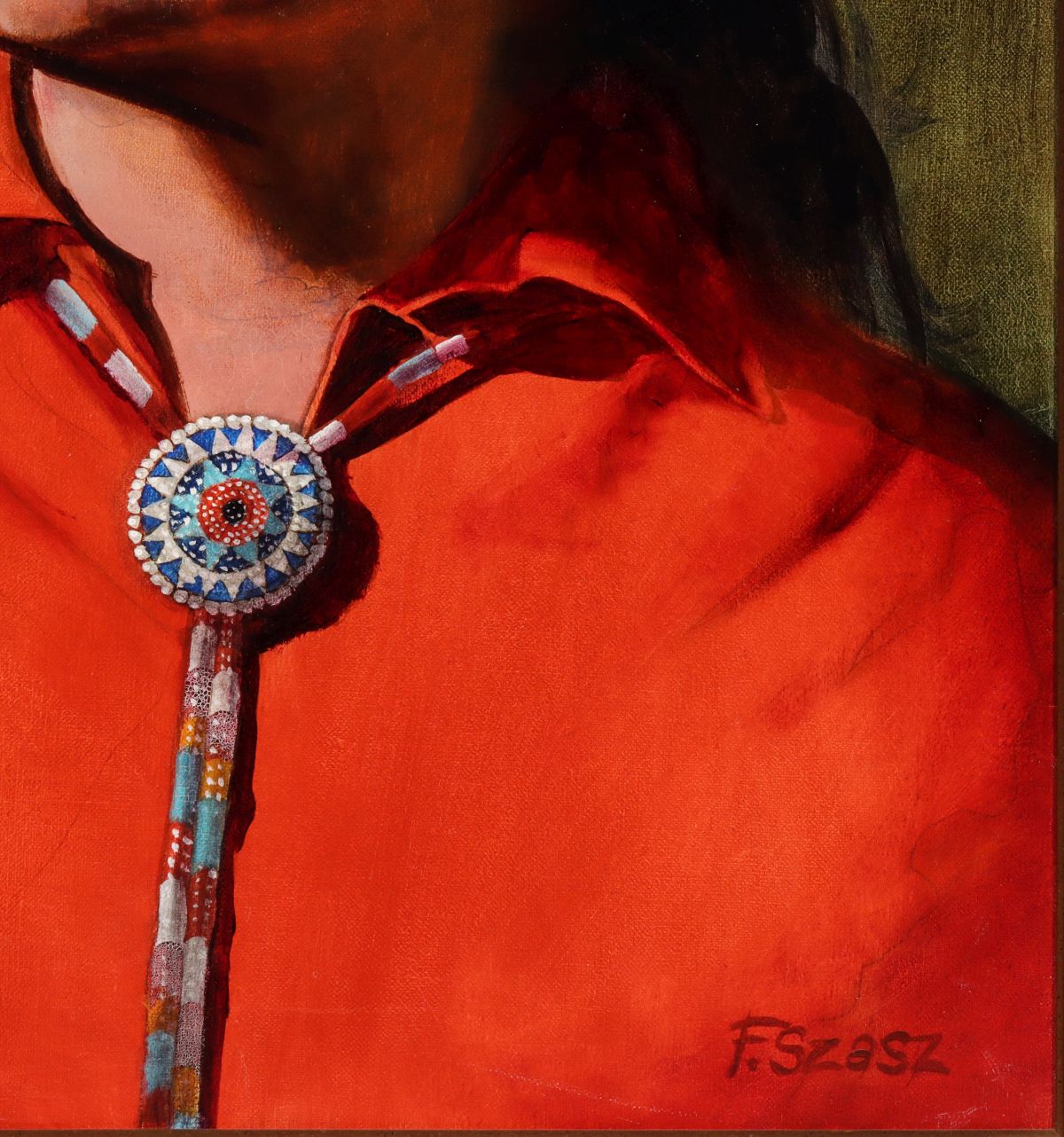 FRANK SZASZ (1926-1995) NATIVE AMERICAN PORTRAIT O/C