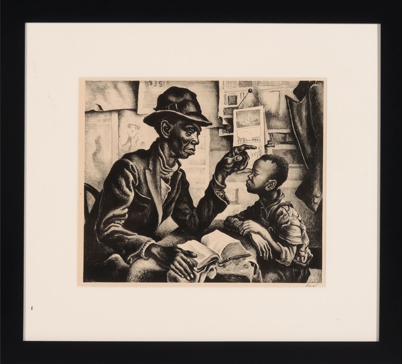 THOMAS HART BENTON (1889-1975) PENCIL SIGNED LITHOGRAPH