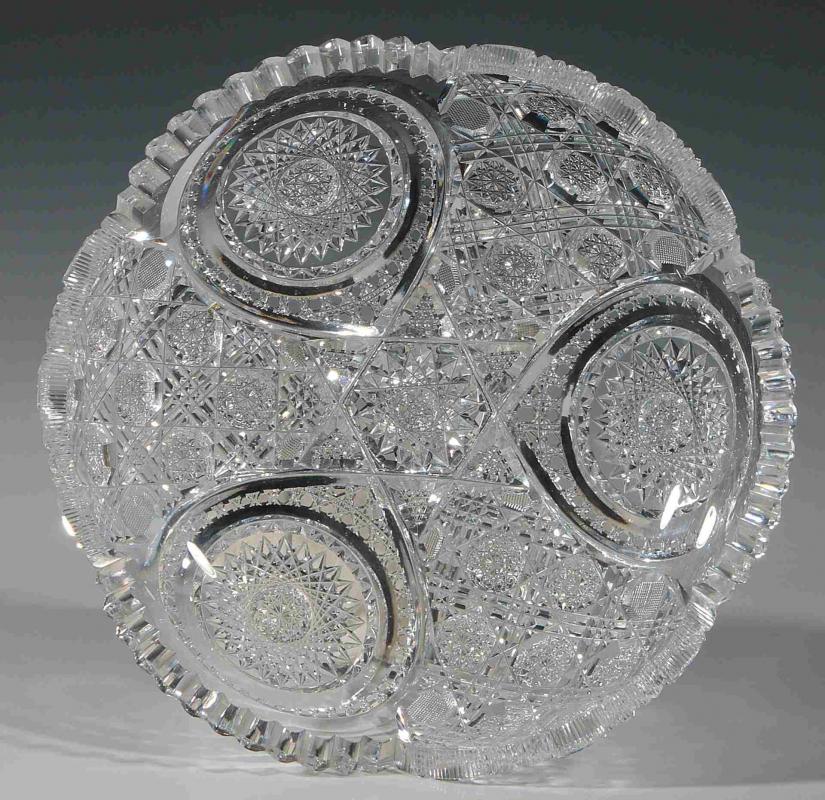 AN AMERICAN BRILLIANT PERIOD CUT GLASS DISH