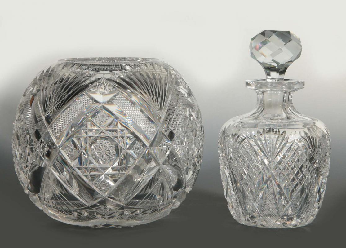 TWO AMERICAN BRILLIANT PERIOD CUT GLASS PIECES