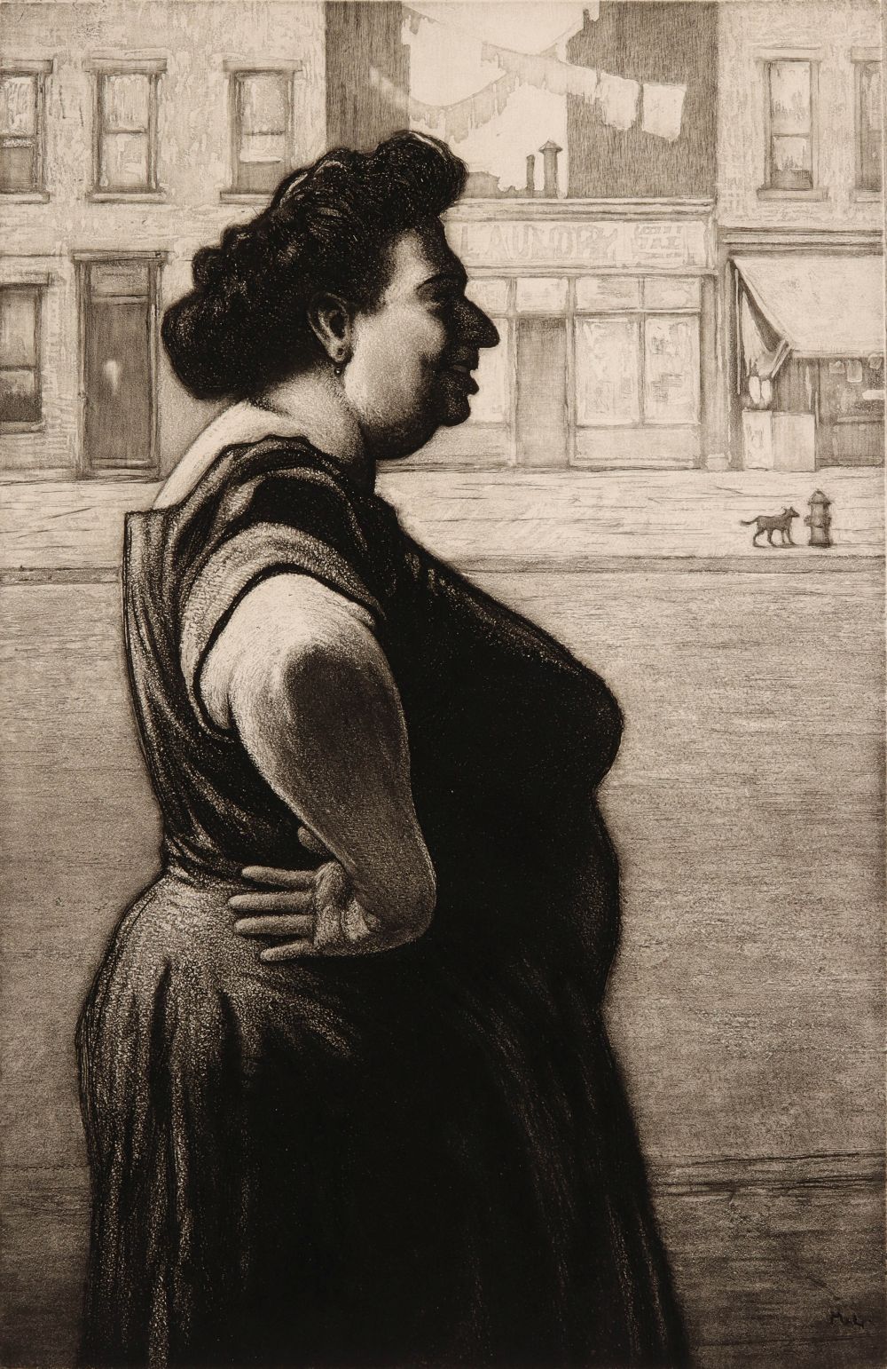 MARTIN LEWIS (1881-1962) PENCIL SIGNED AQUATINT ETCHING