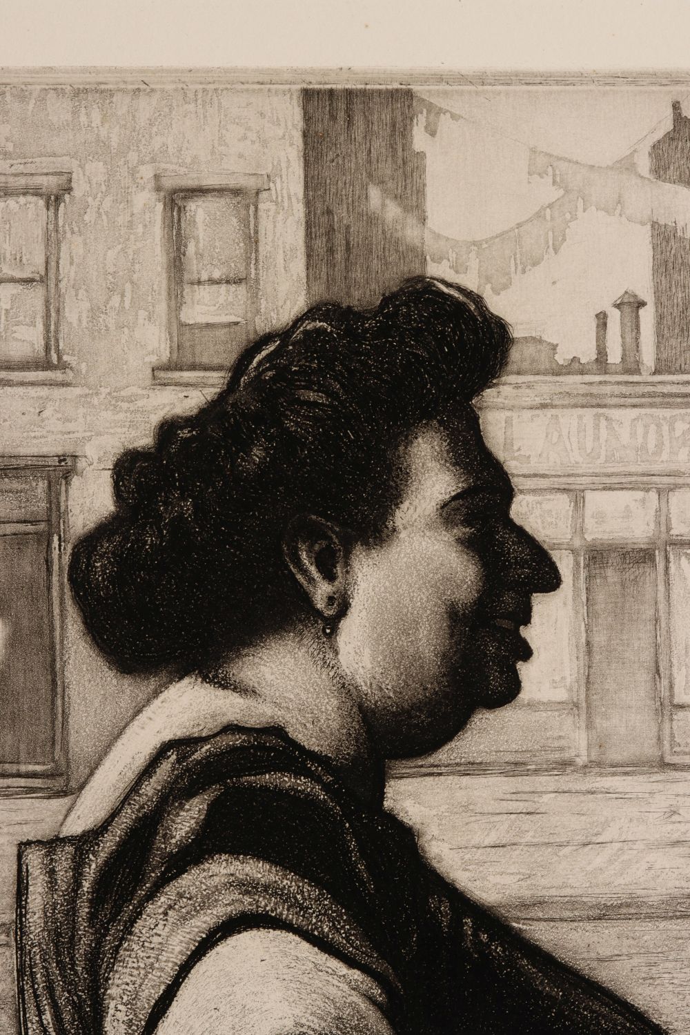 MARTIN LEWIS (1881-1962) PENCIL SIGNED AQUATINT ETCHING