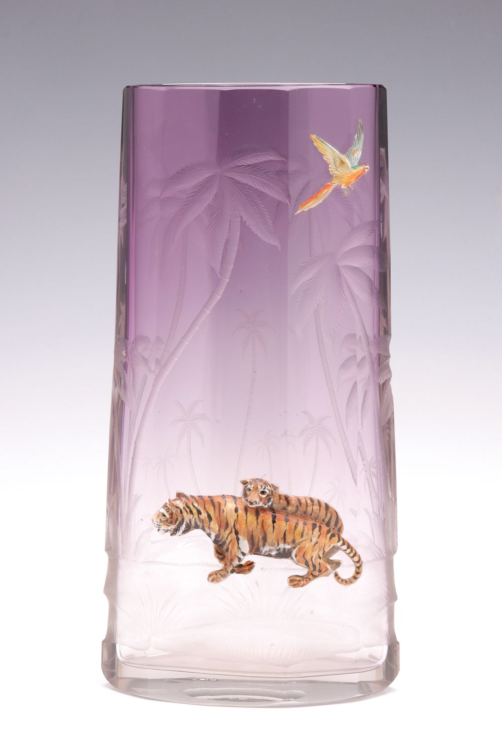 A RARE MOSER VASE WITH TIGERS, EX-KLABIN COLLECTION