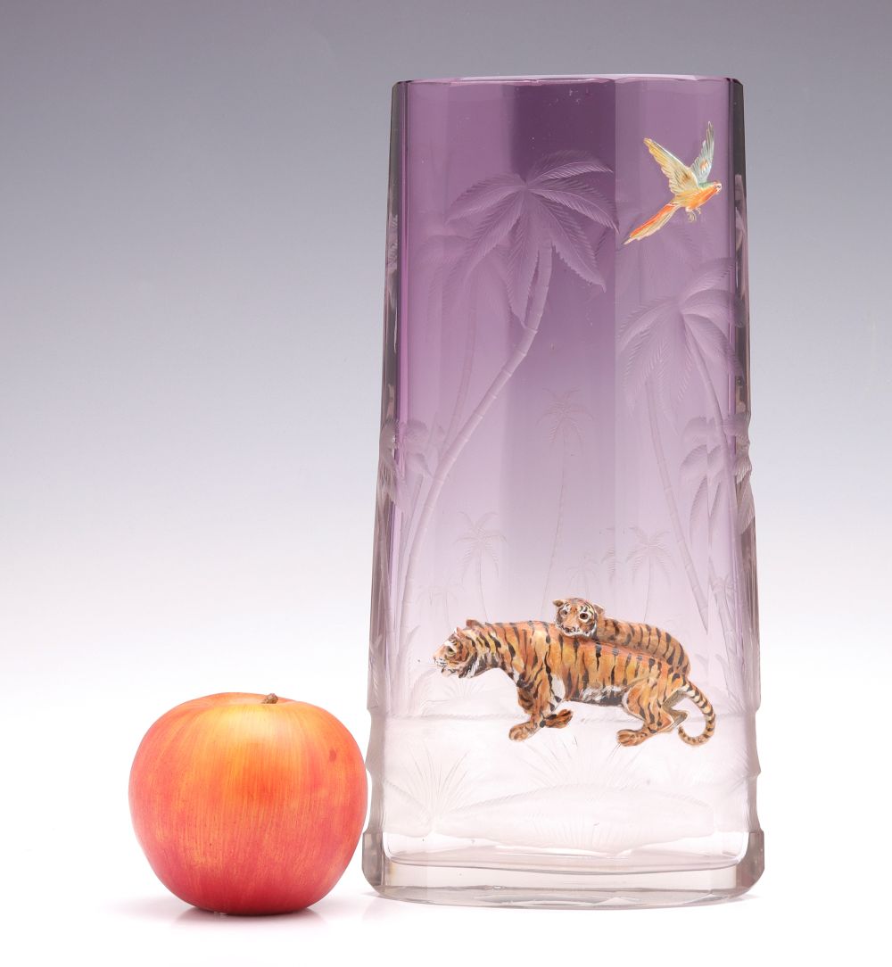 A RARE MOSER VASE WITH TIGERS, EX-KLABIN COLLECTION