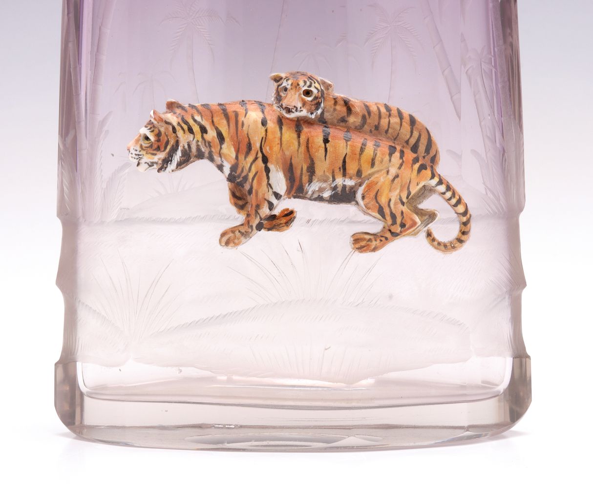 A RARE MOSER VASE WITH TIGERS, EX-KLABIN COLLECTION
