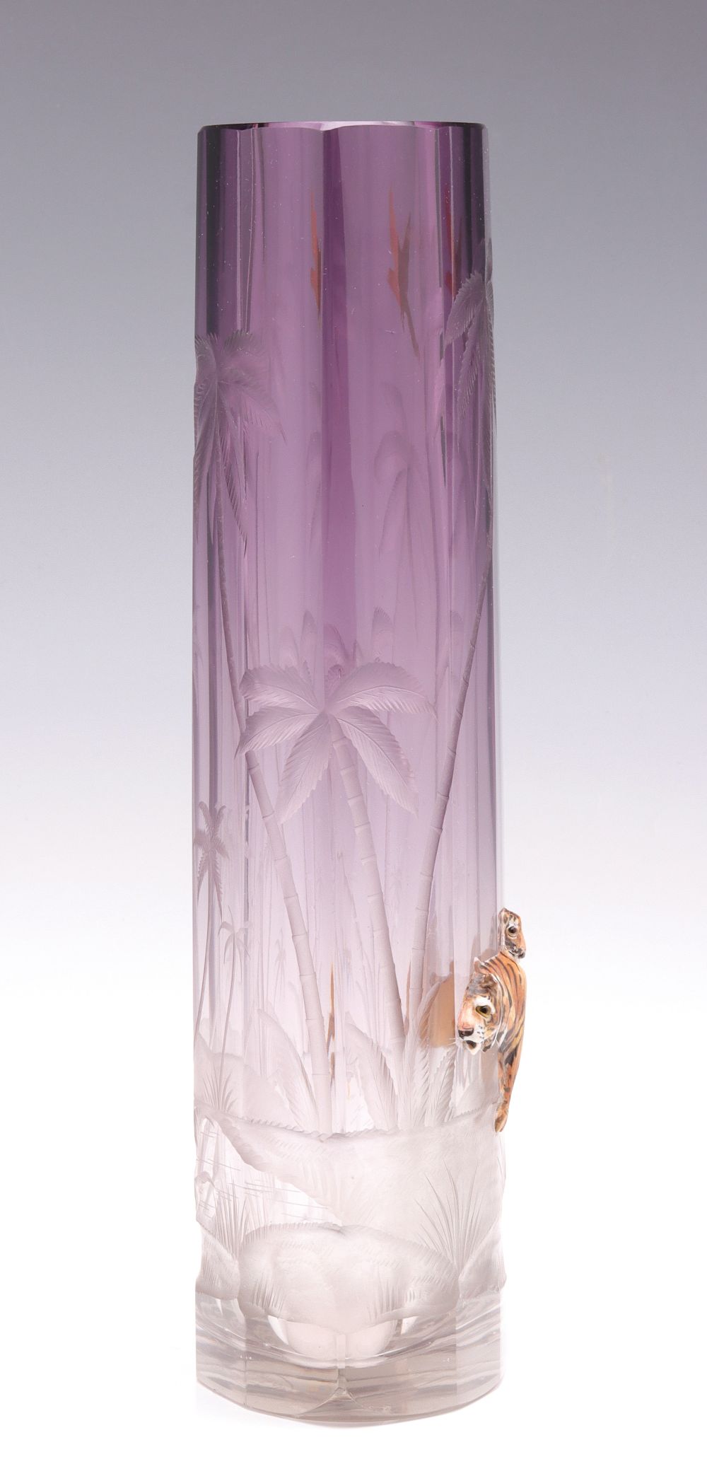 A RARE MOSER VASE WITH TIGERS, EX-KLABIN COLLECTION