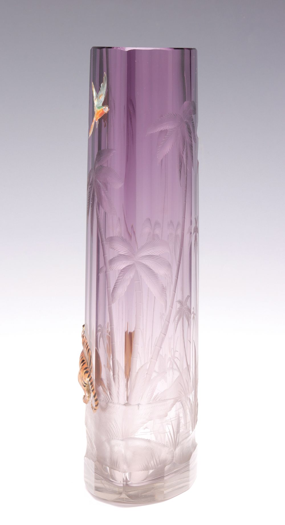 A RARE MOSER VASE WITH TIGERS, EX-KLABIN COLLECTION