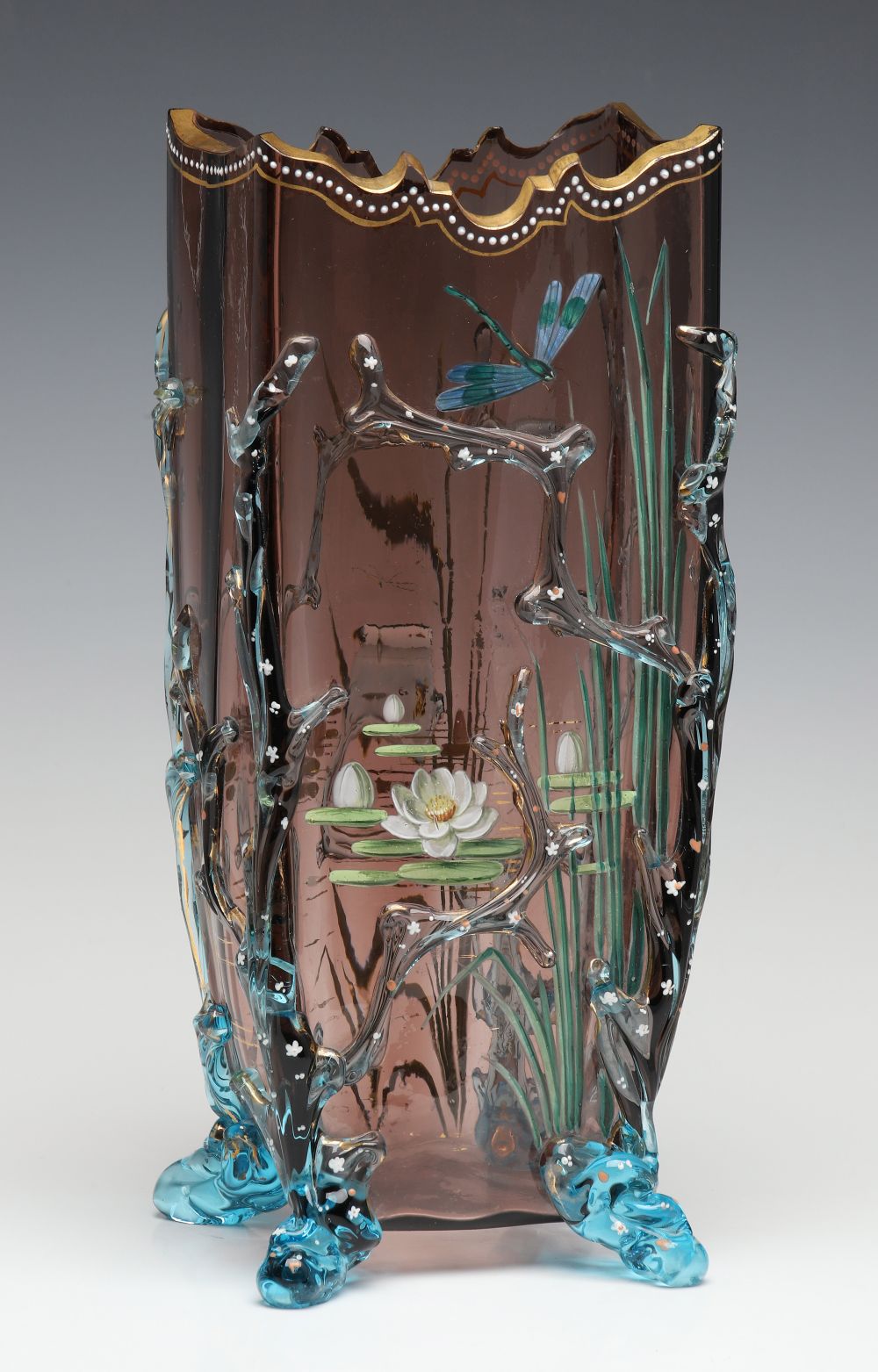 VASE WITH AQUATIC THEMES IN VARIOUS TECHNIQUES