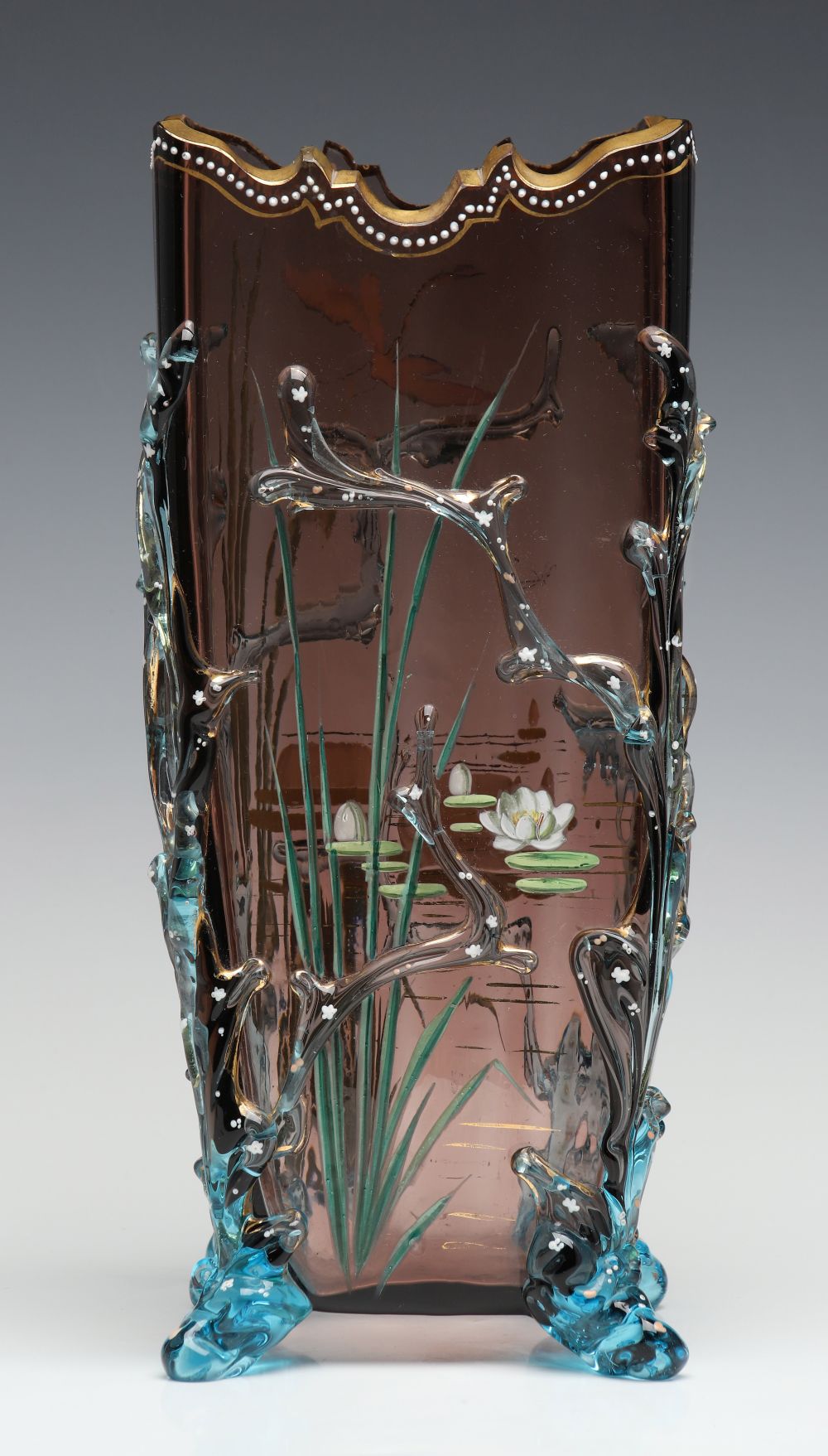 VASE WITH AQUATIC THEMES IN VARIOUS TECHNIQUES