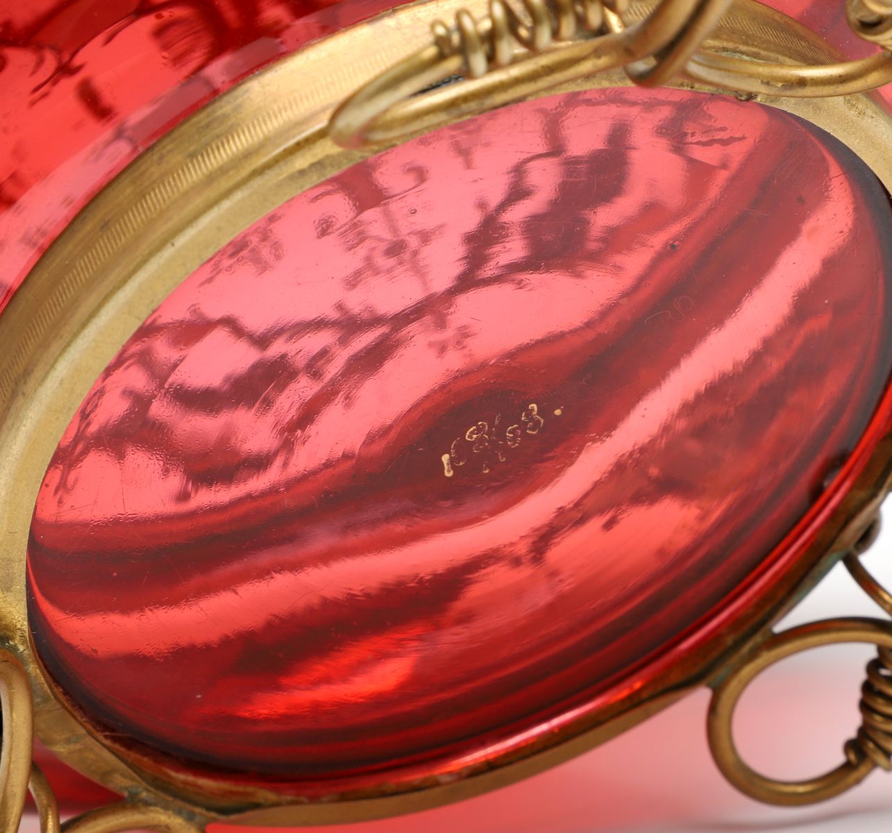 A MOSER GILT AND ENAMEL DECORATED CRANBERRY GLASS BOX