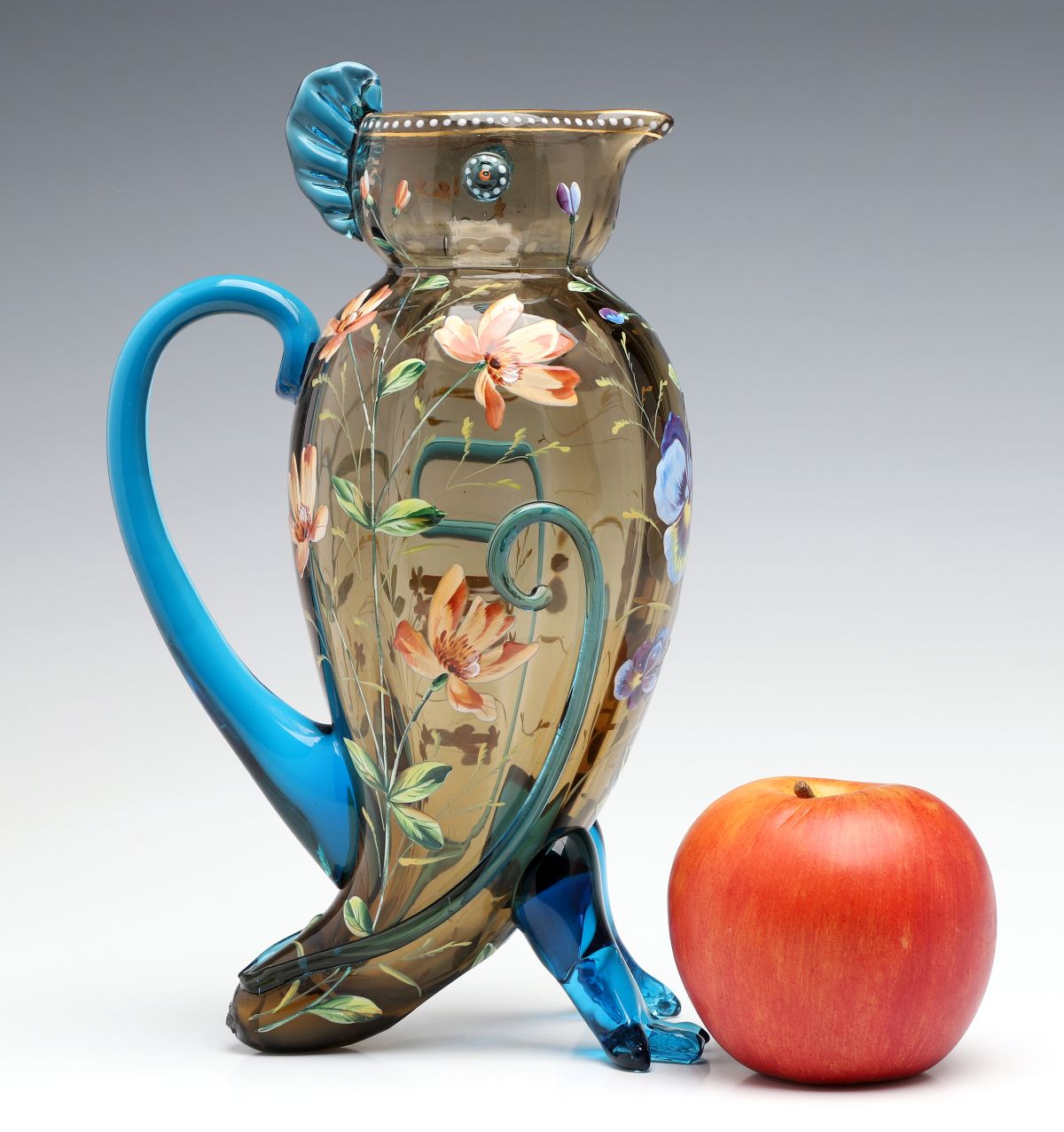 A BIRD FORM BOHEMIAN GLASS PITCHER ATTR HARRACH C. 1900